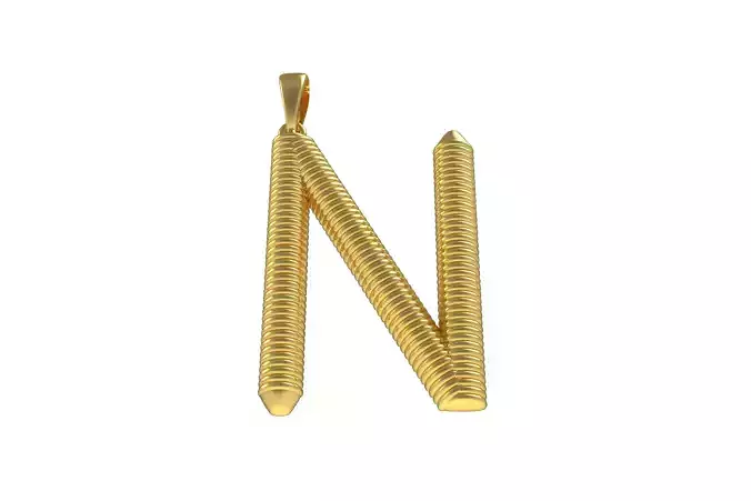 Spiral Initial Letter N Pendant