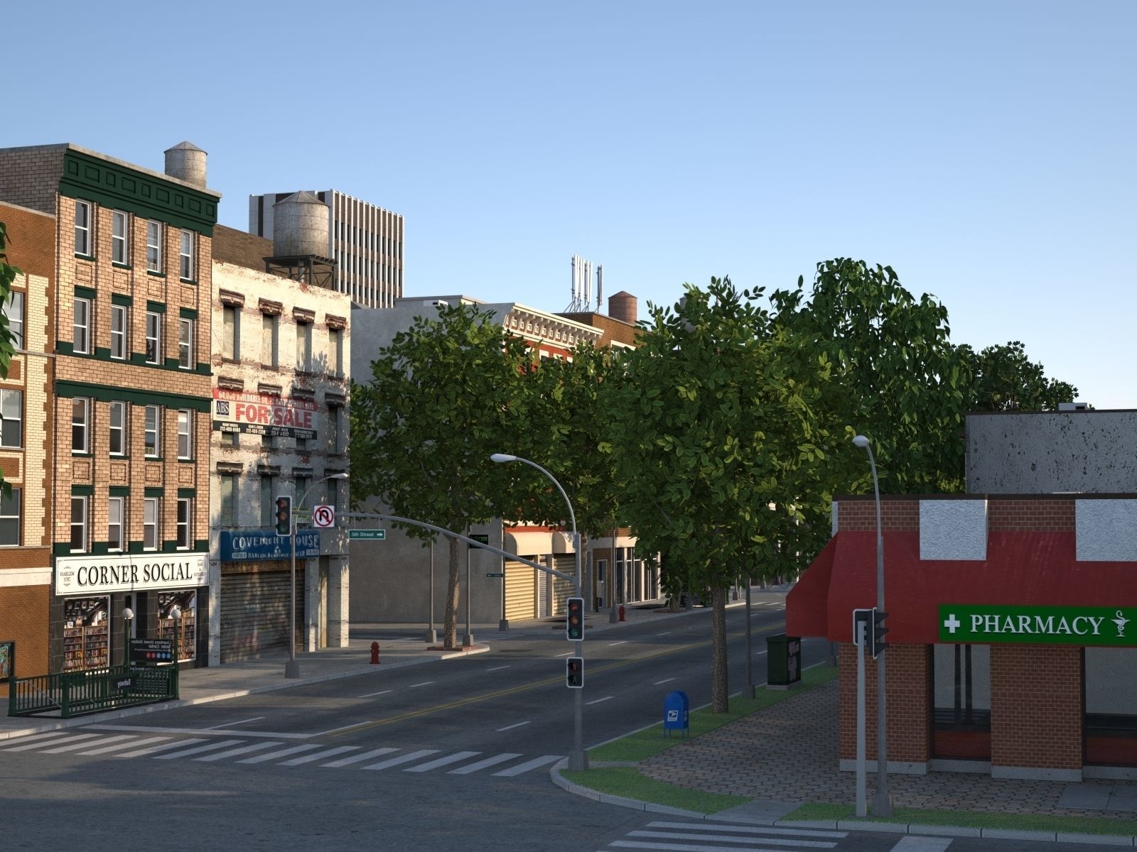 City with suburb Low-poly 3D model_48