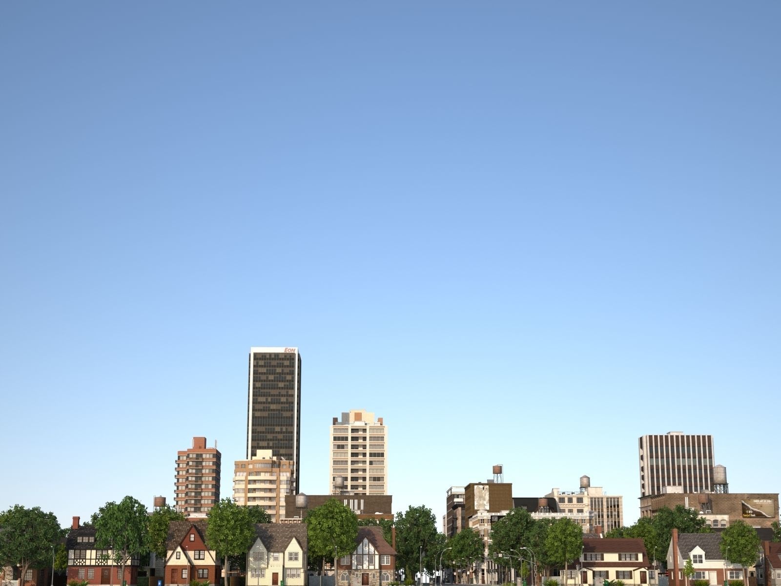 City with suburb Low-poly 3D model_13