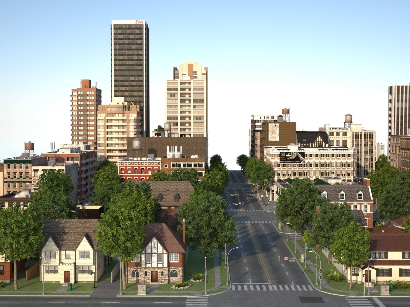 City with suburb Low-poly 3D model_38