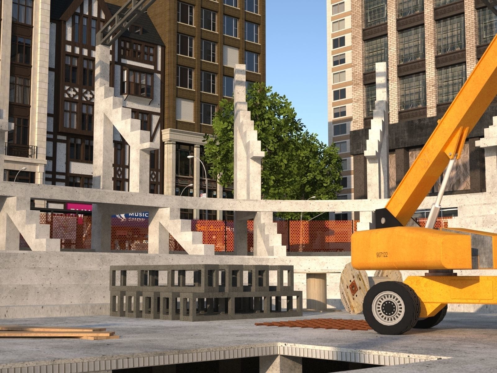 City with suburb Low-poly 3D model_39