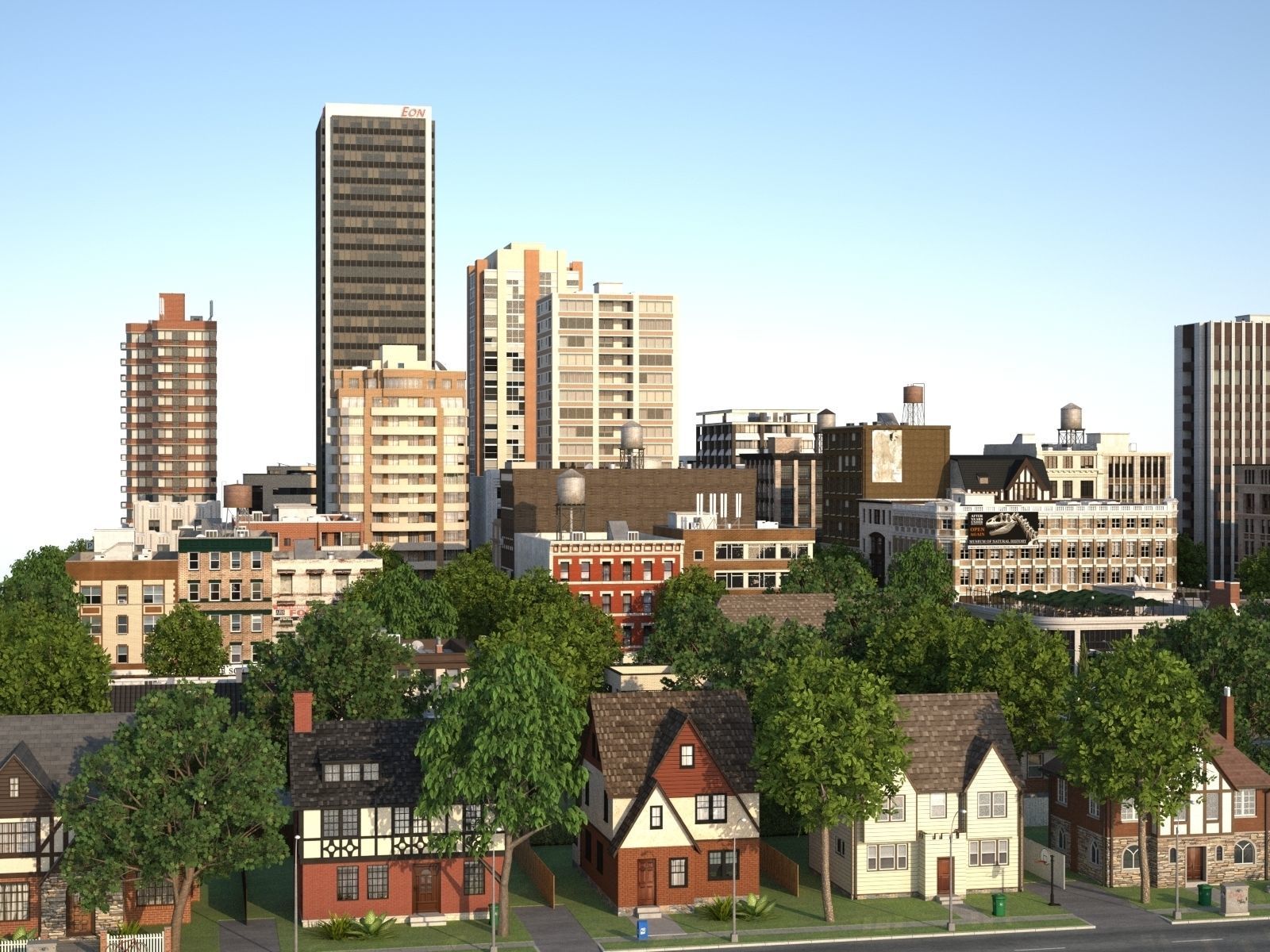 City with suburb Low-poly 3D model_15
