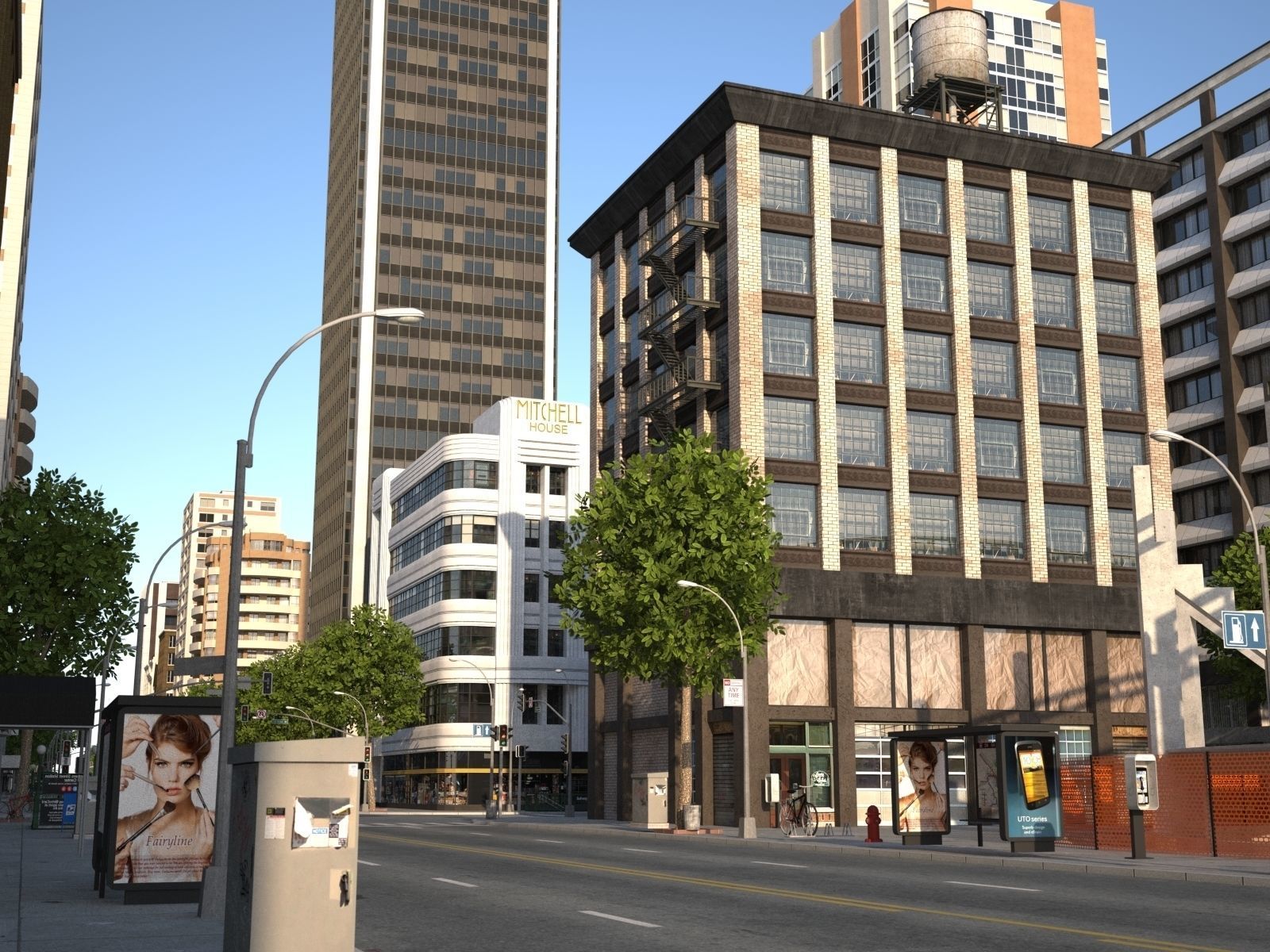 City with suburb Low-poly 3D model_10