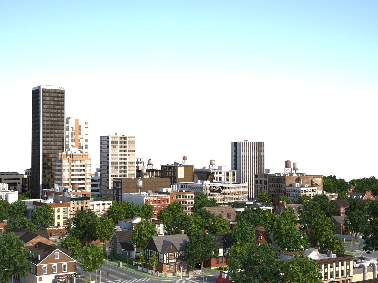 City with suburb Low-poly 3D model_49