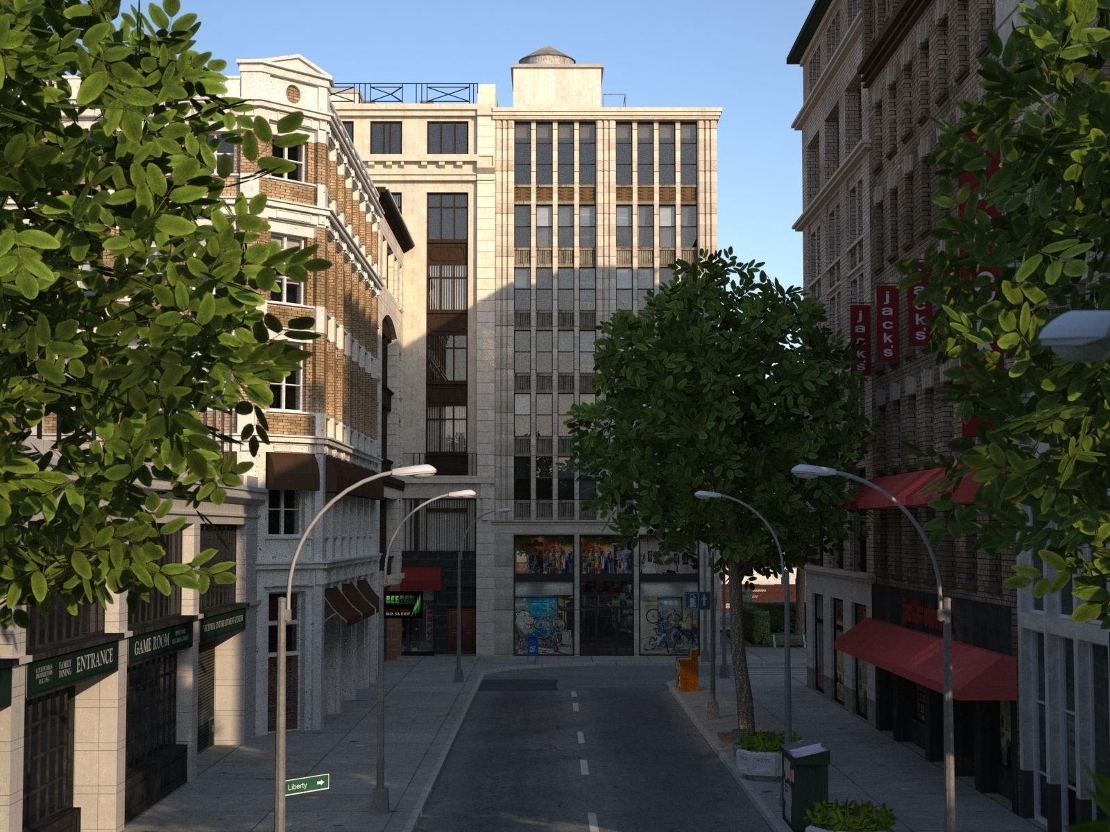 City with suburb Low-poly 3D model_47