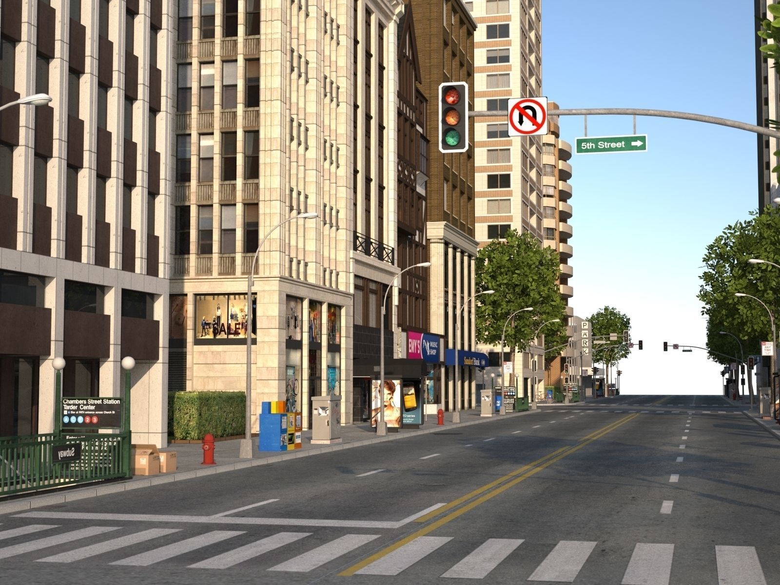 City with suburb Low-poly 3D model_37