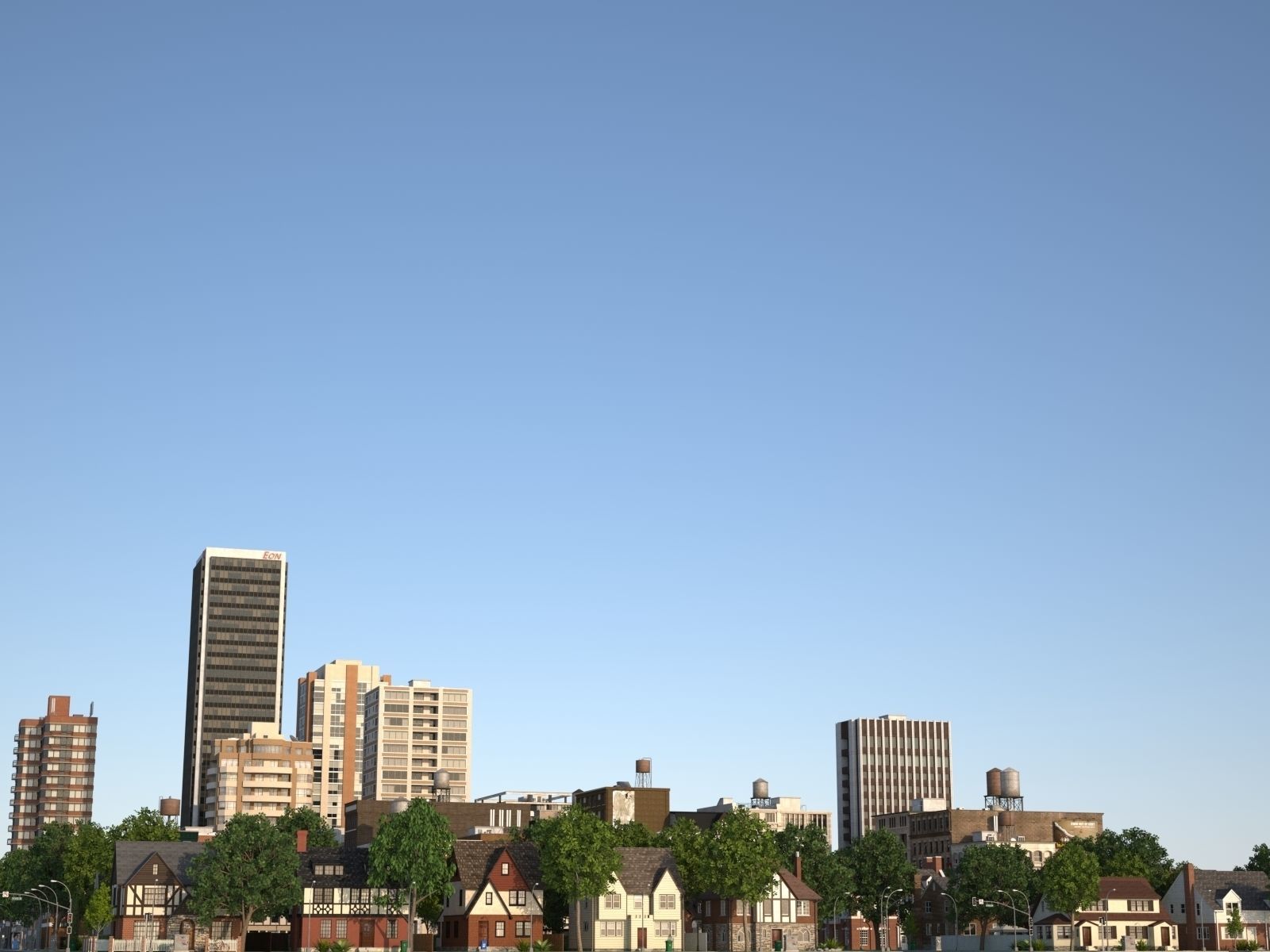 City with suburb Low-poly 3D model_25