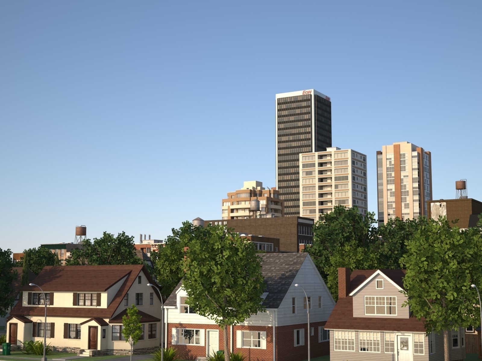 City with suburb Low-poly 3D model_43