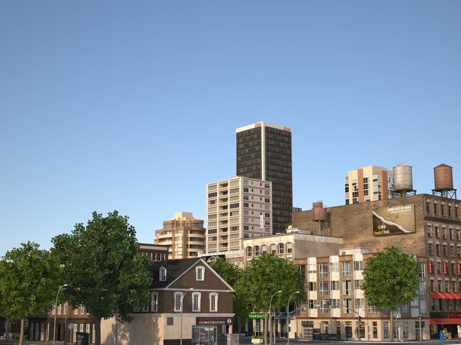 City with suburb Low-poly 3D model_27