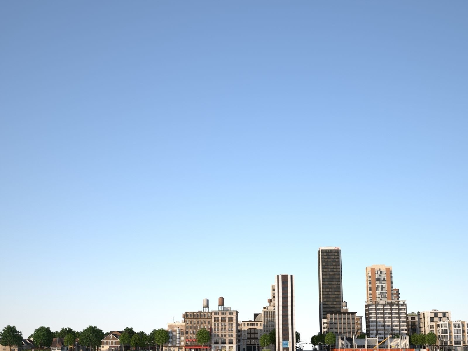 City with suburb Low-poly 3D model_44