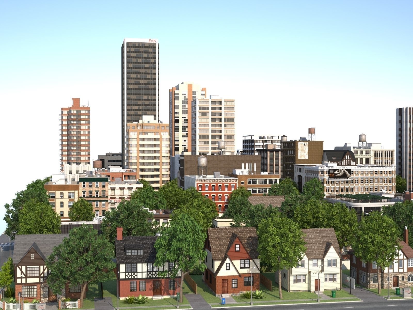 City with suburb Low-poly 3D model_50