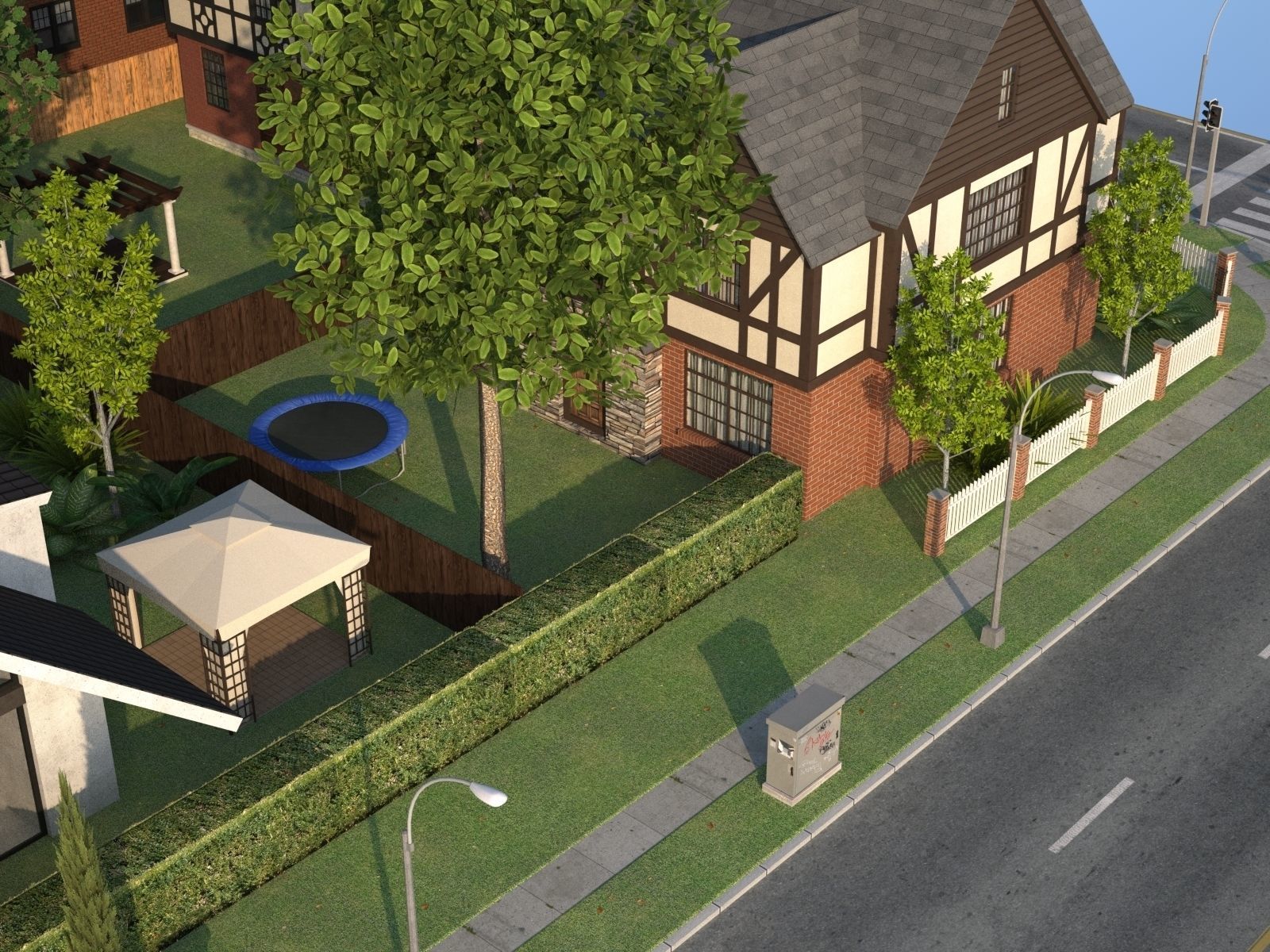 City with suburb Low-poly 3D model_19