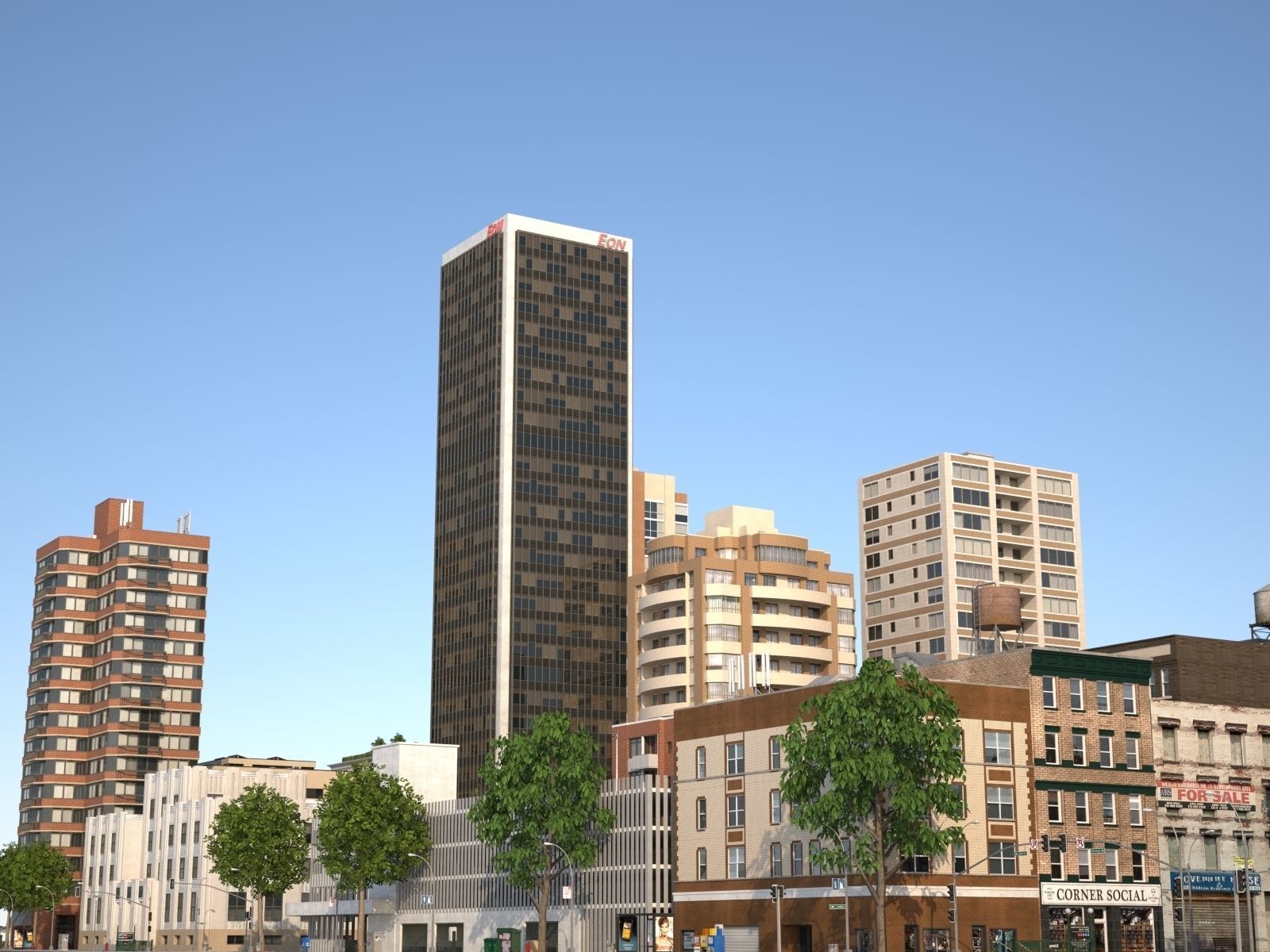 City with suburb Low-poly 3D model_22