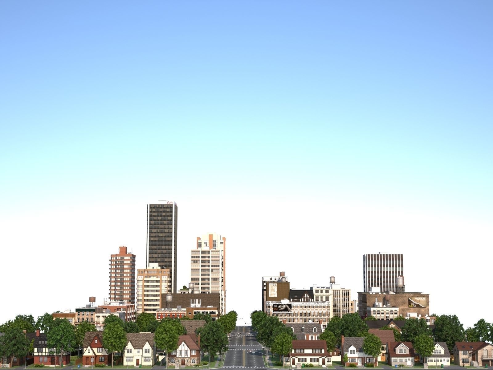 City with suburb Low-poly 3D model_51