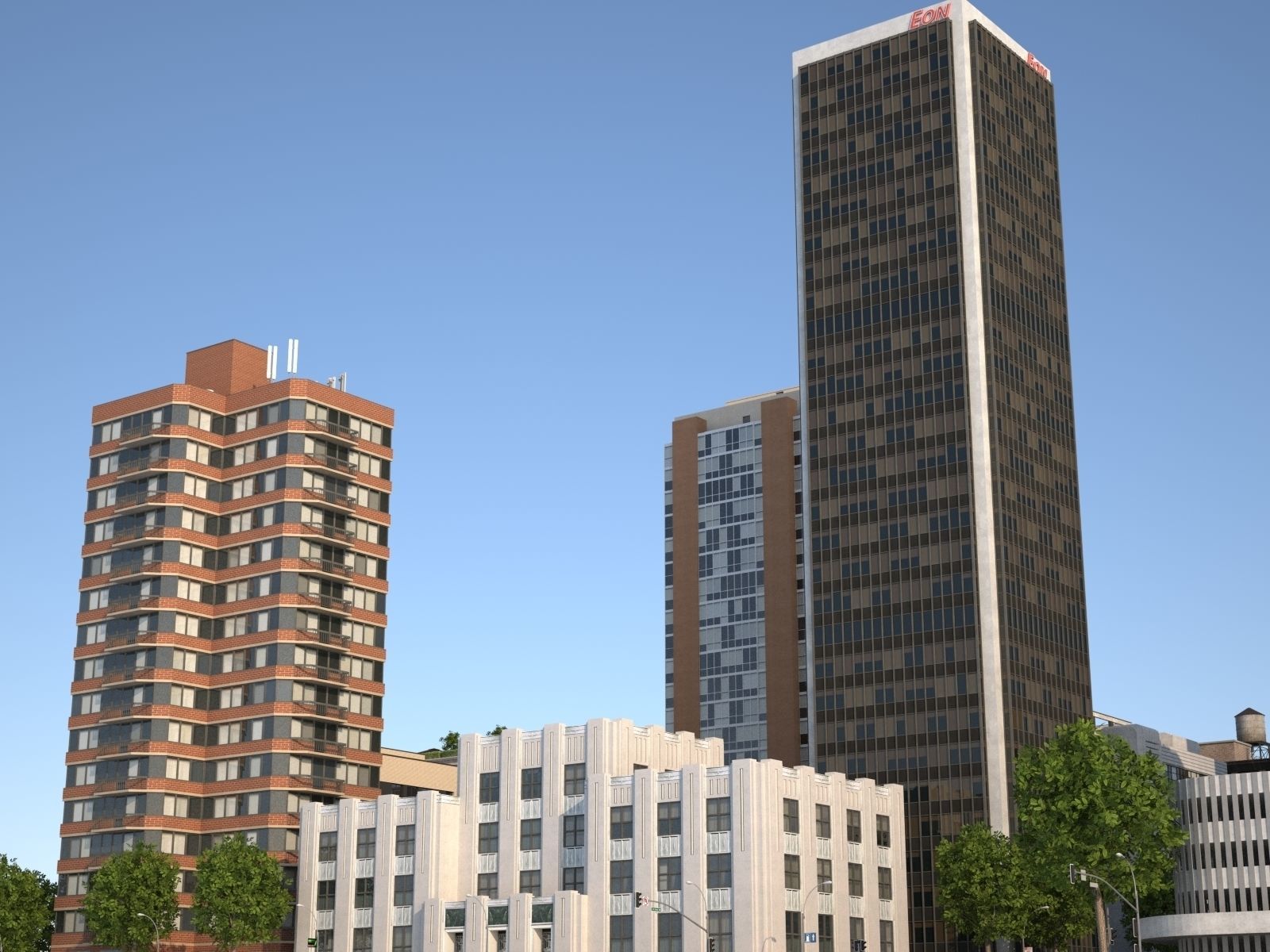 City with suburb Low-poly 3D model_21