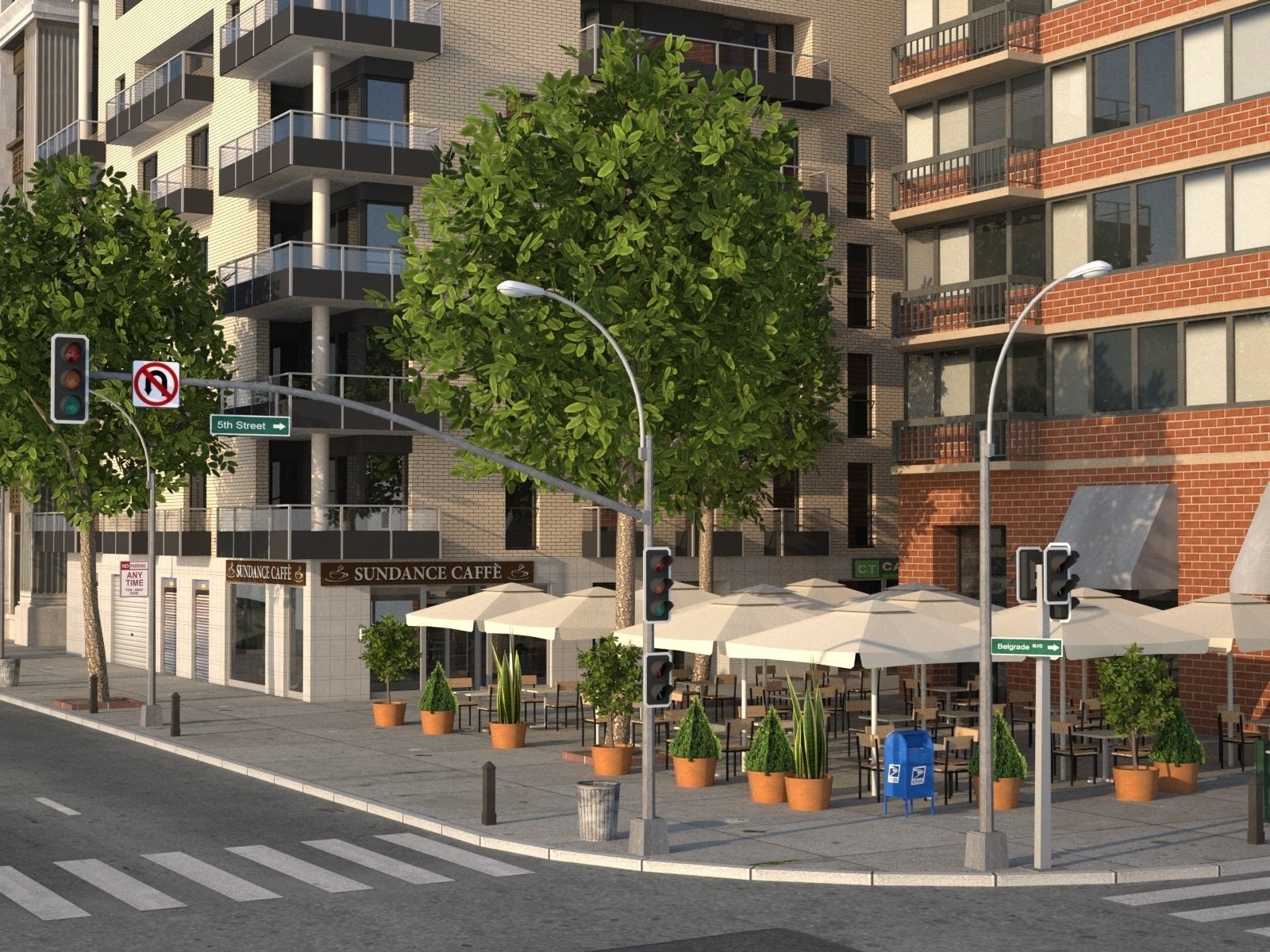 City with suburb Low-poly 3D model_46