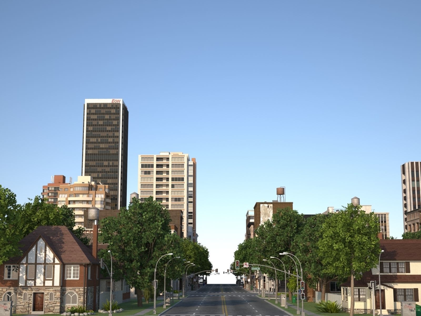 City with suburb Low-poly 3D model_23