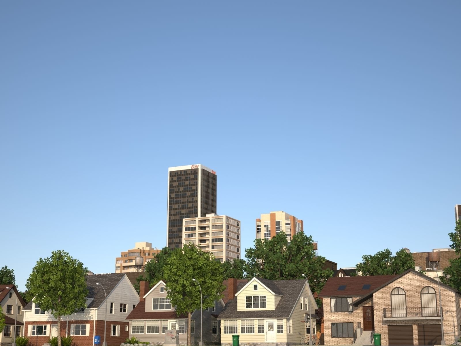 City with suburb Low-poly 3D model_29