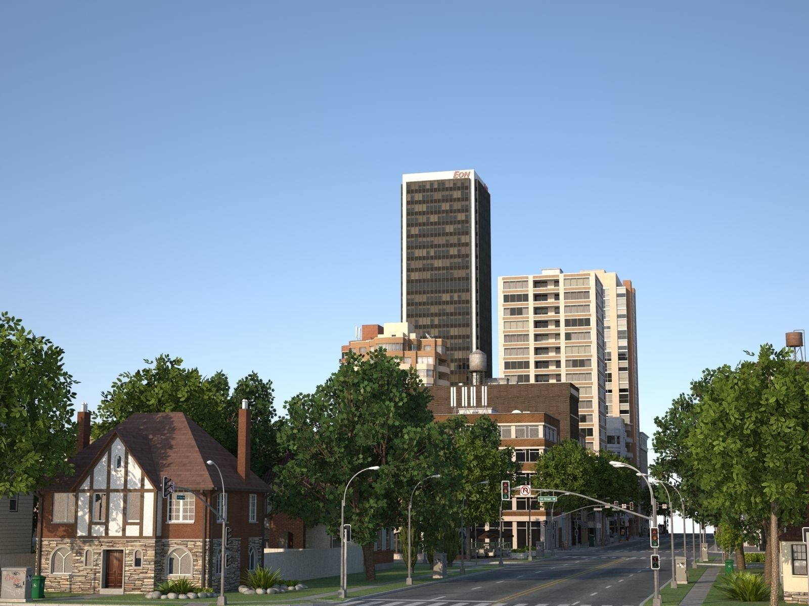 City with suburb Low-poly 3D model_24