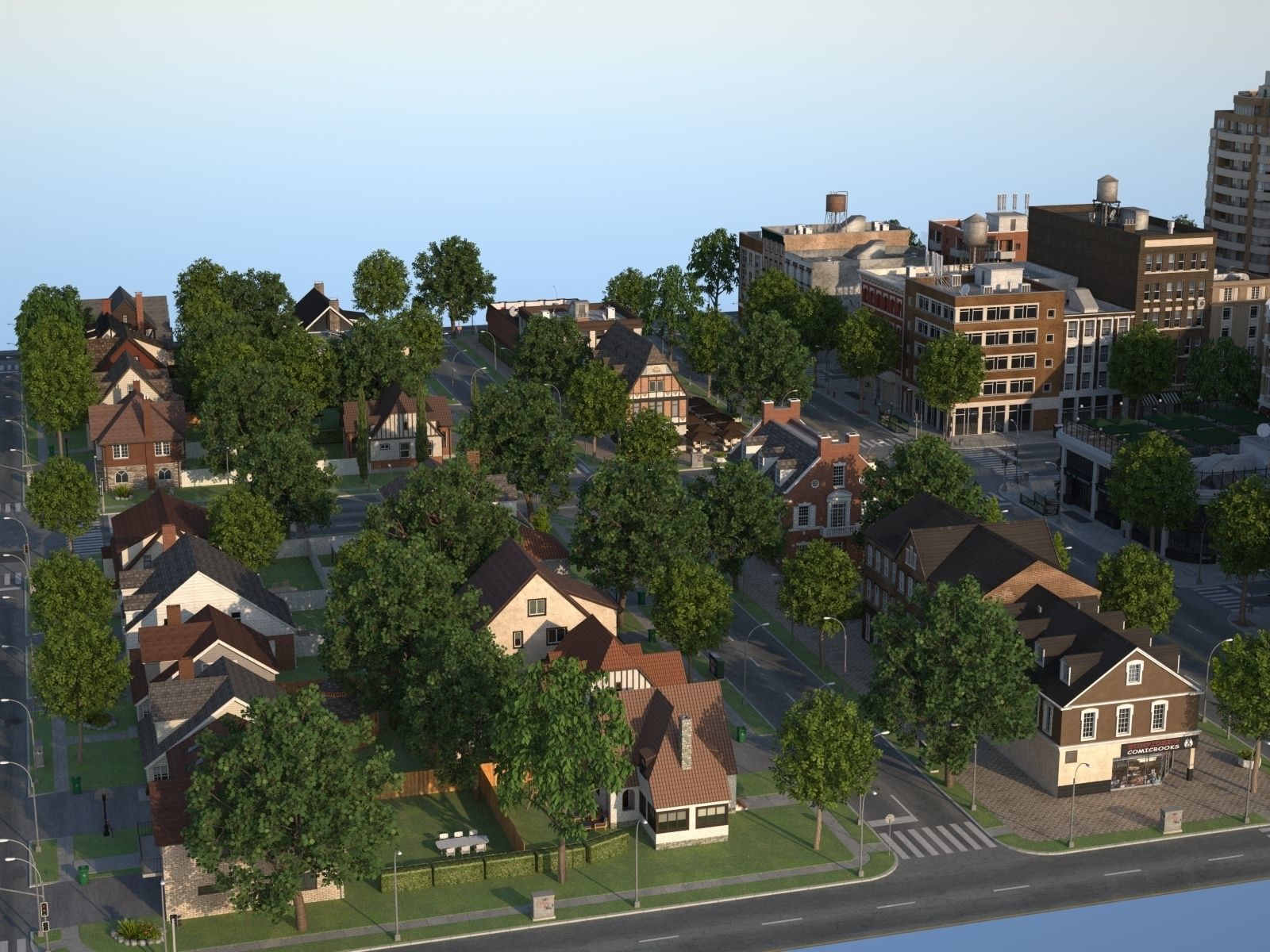 City with suburb Low-poly 3D model_36