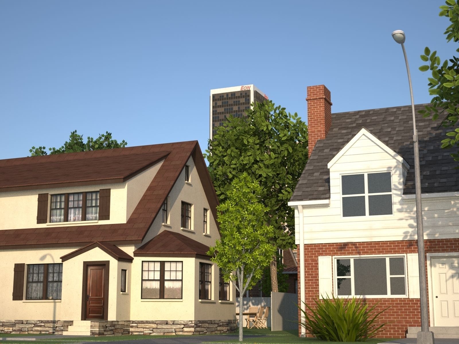 City with suburb Low-poly 3D model_31