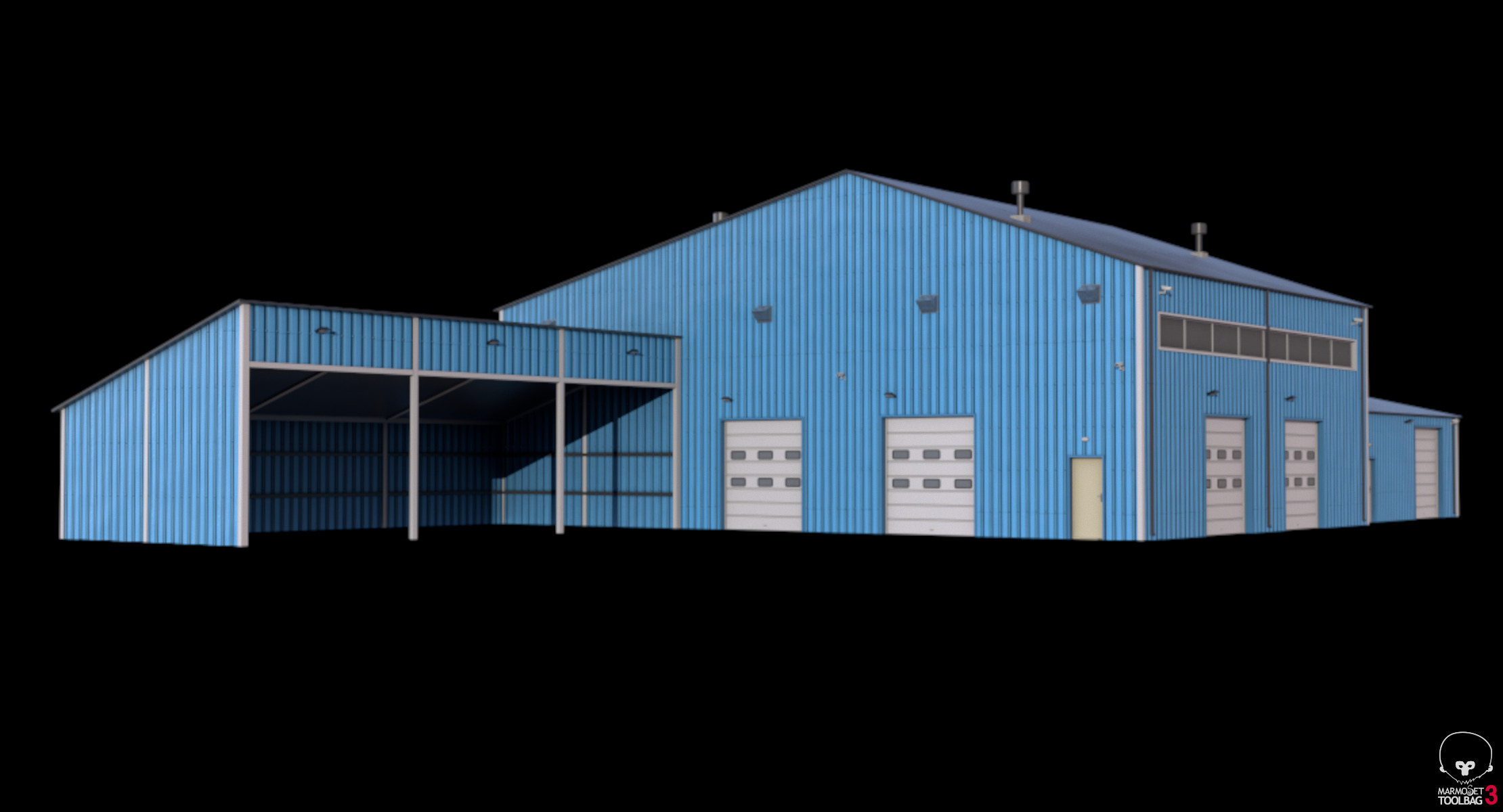 iIndustrial Building 9 Blue Low-poly 3D model_14