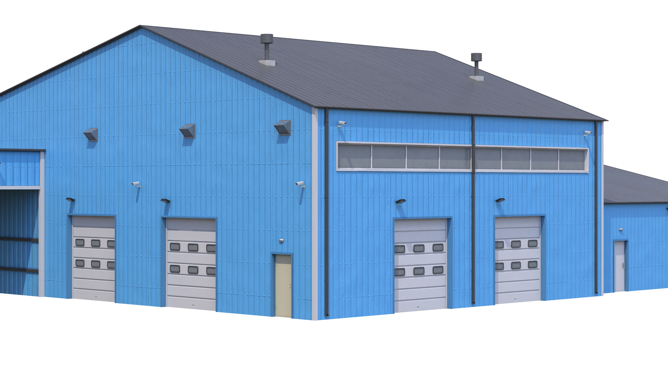 iIndustrial Building 9 Blue Low-poly 3D model_10