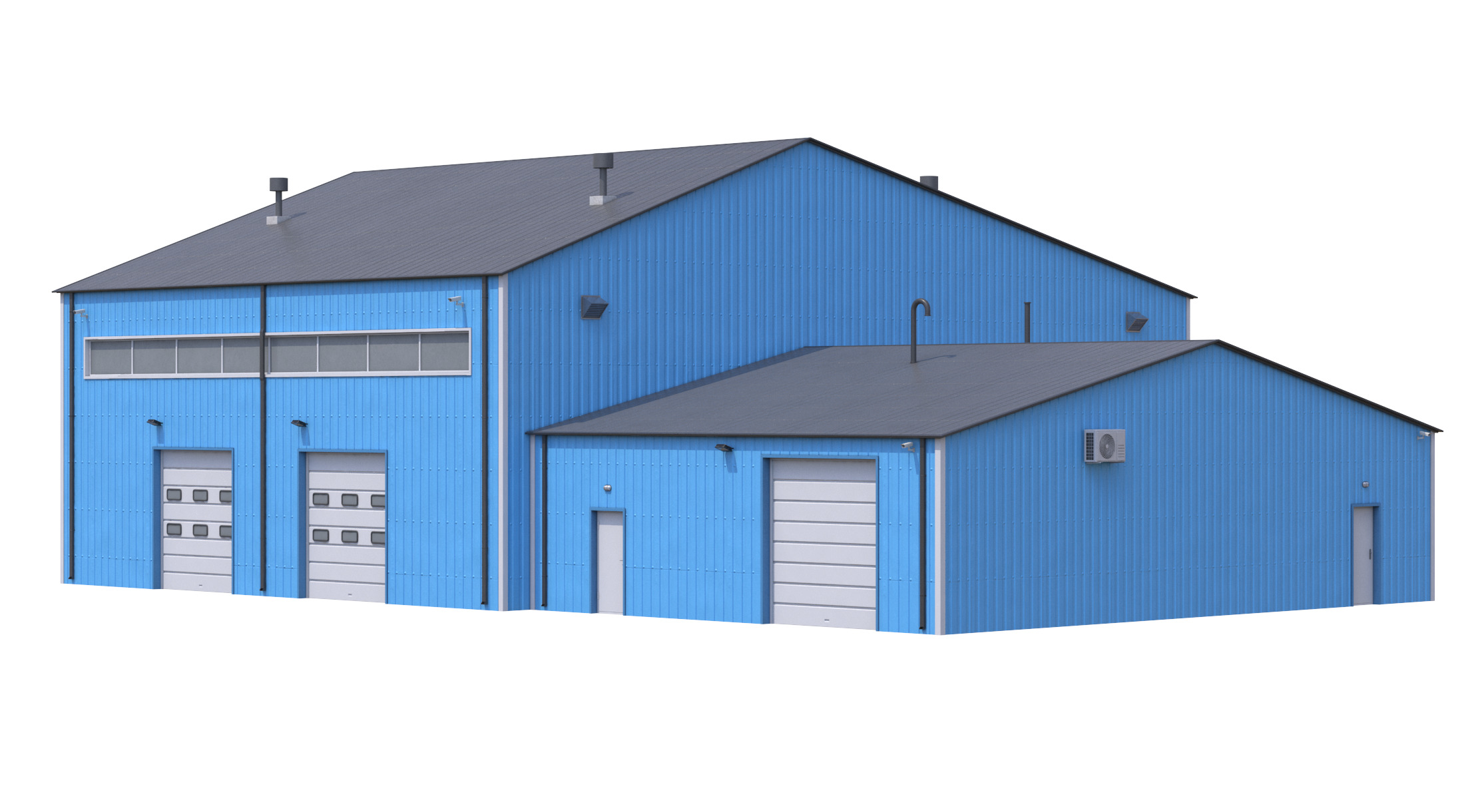 iIndustrial Building 9 Blue Low-poly 3D model_2