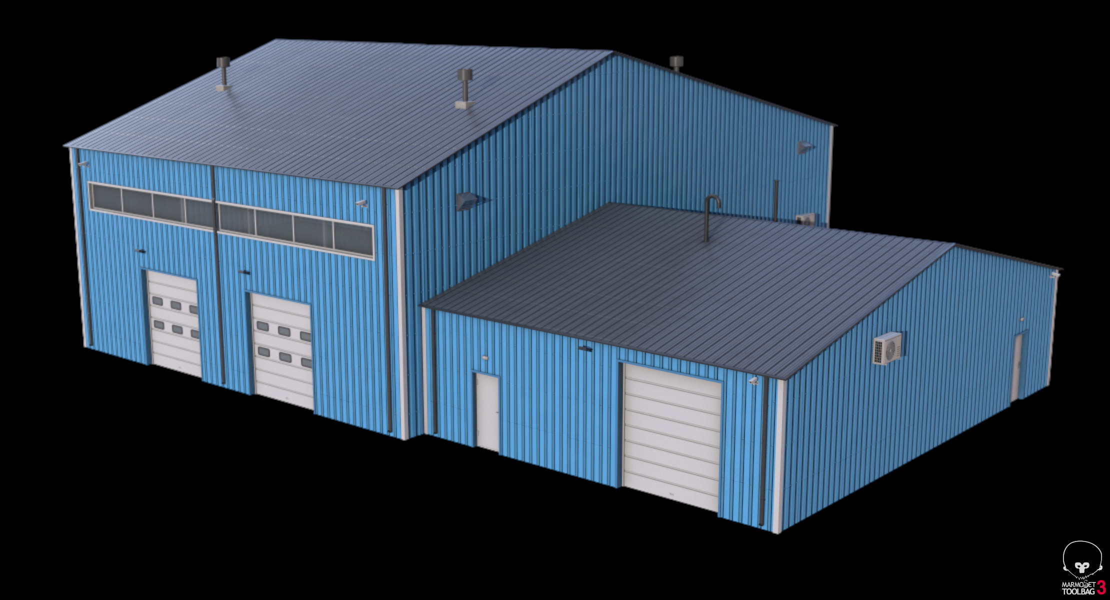 iIndustrial Building 9 Blue Low-poly 3D model_17