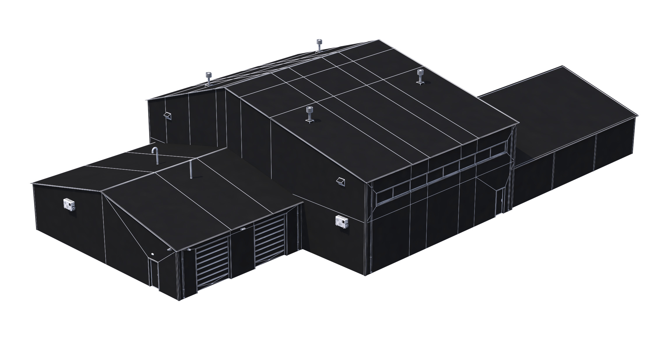 iIndustrial Building 9 Blue Low-poly 3D model_12