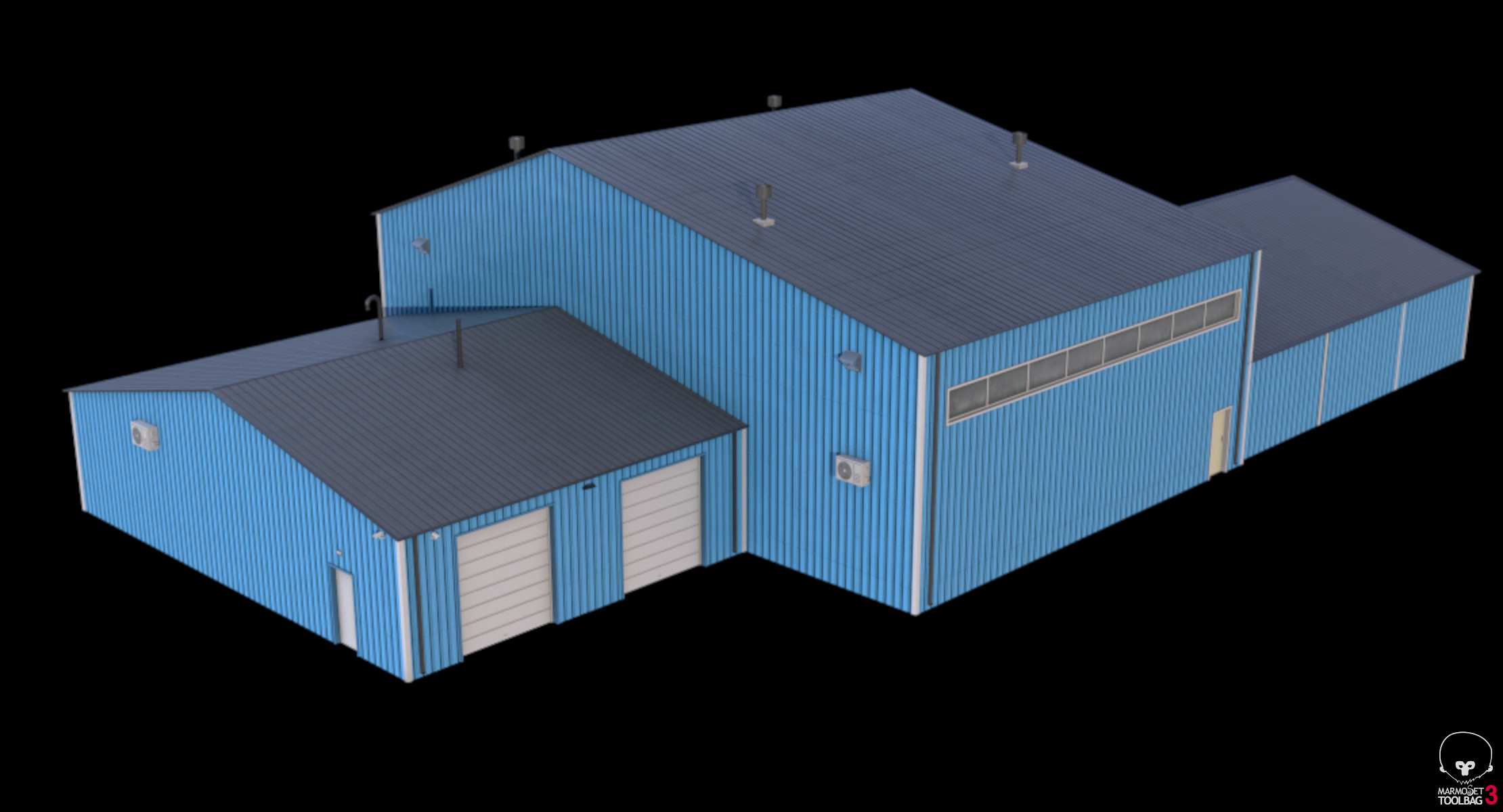 iIndustrial Building 9 Blue Low-poly 3D model_15