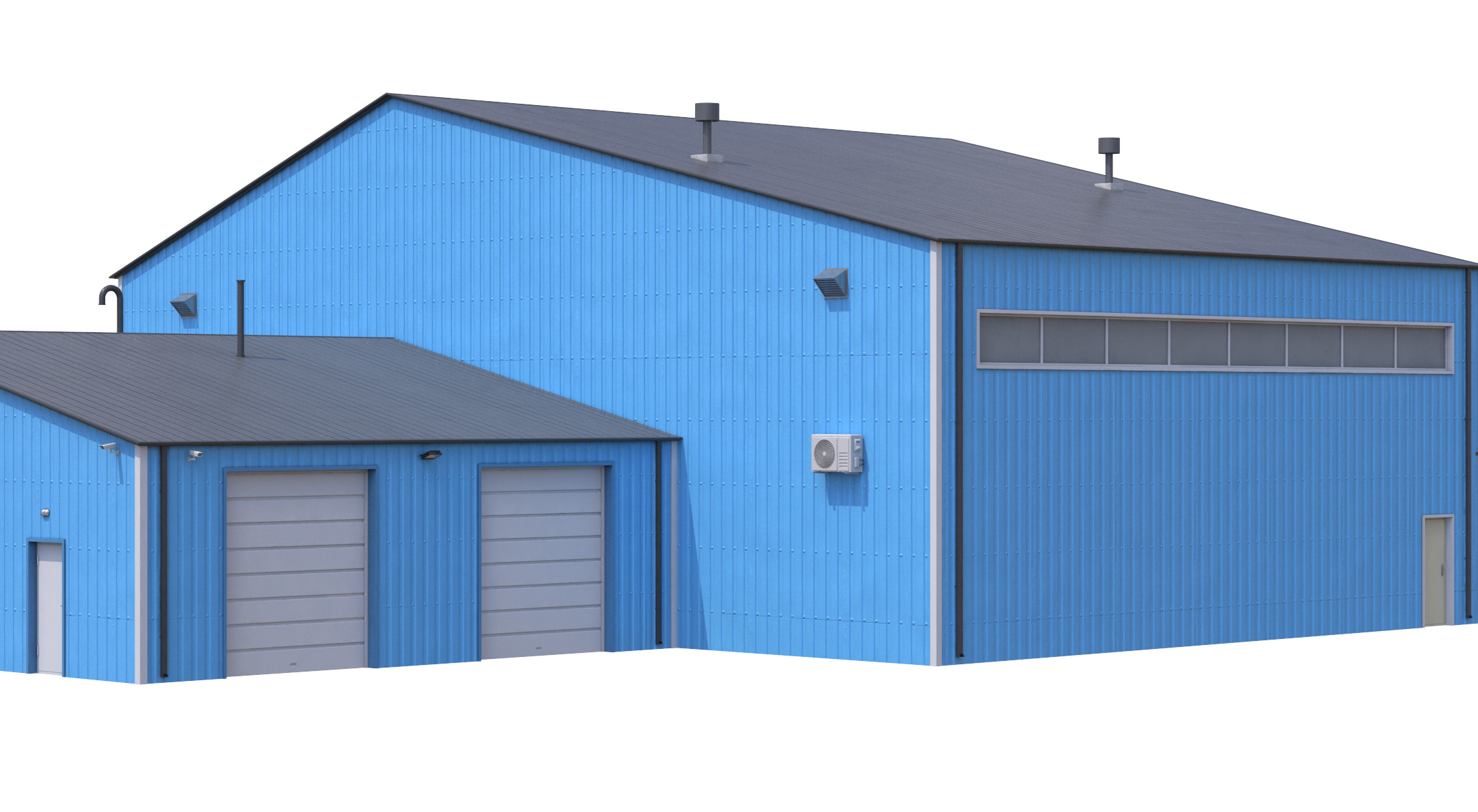 iIndustrial Building 9 Blue Low-poly 3D model_7