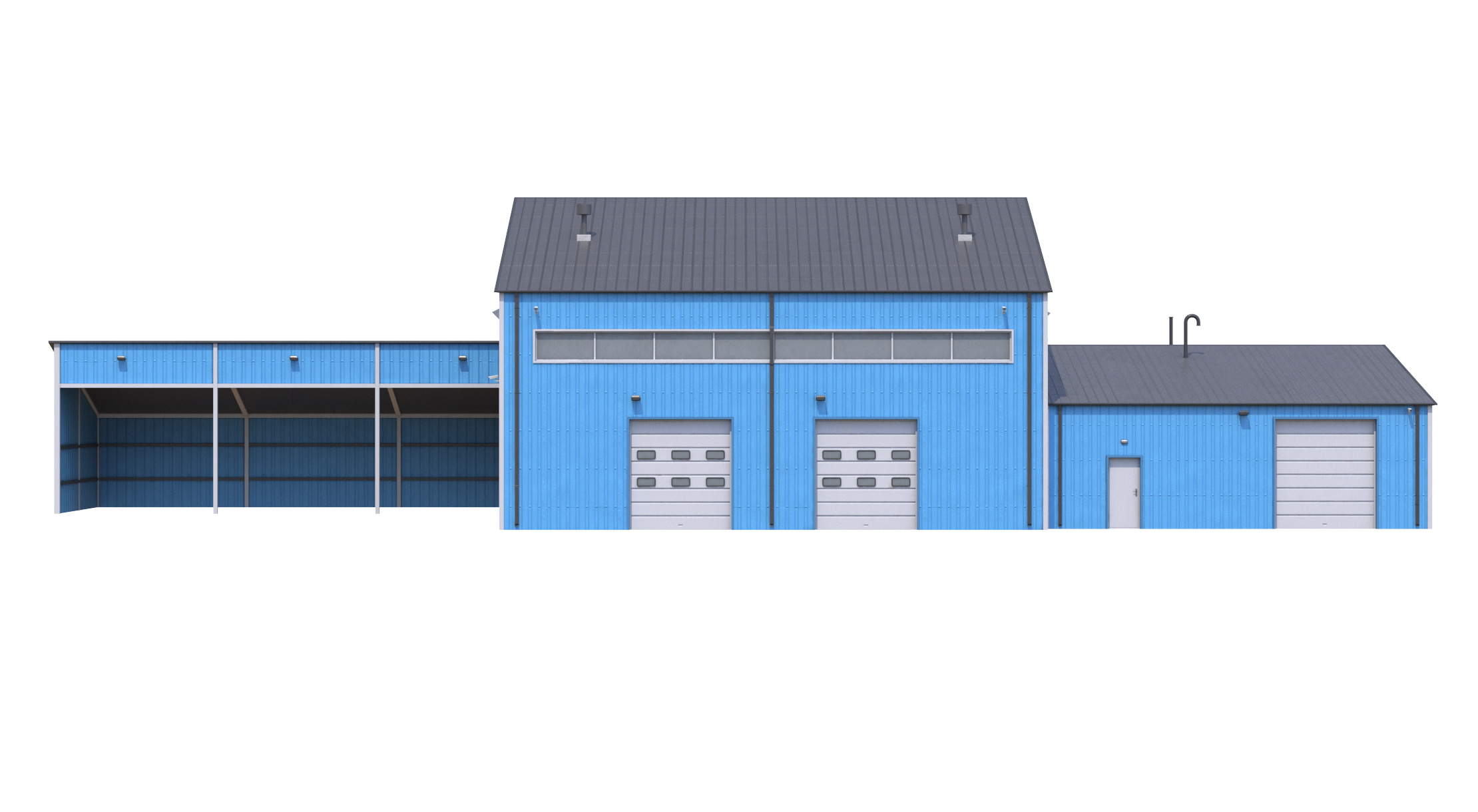 iIndustrial Building 9 Blue Low-poly 3D model_5