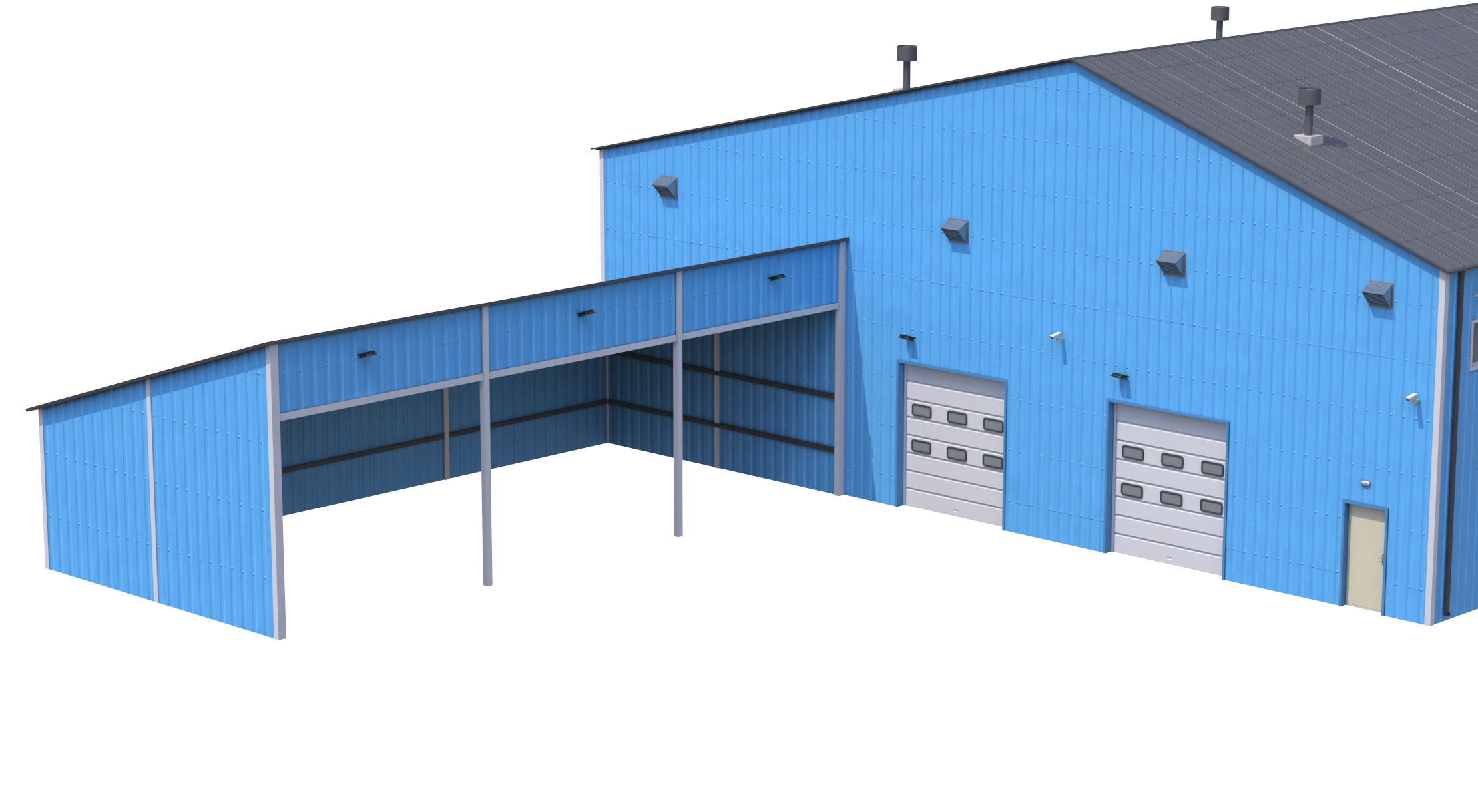 iIndustrial Building 9 Blue Low-poly 3D model_3
