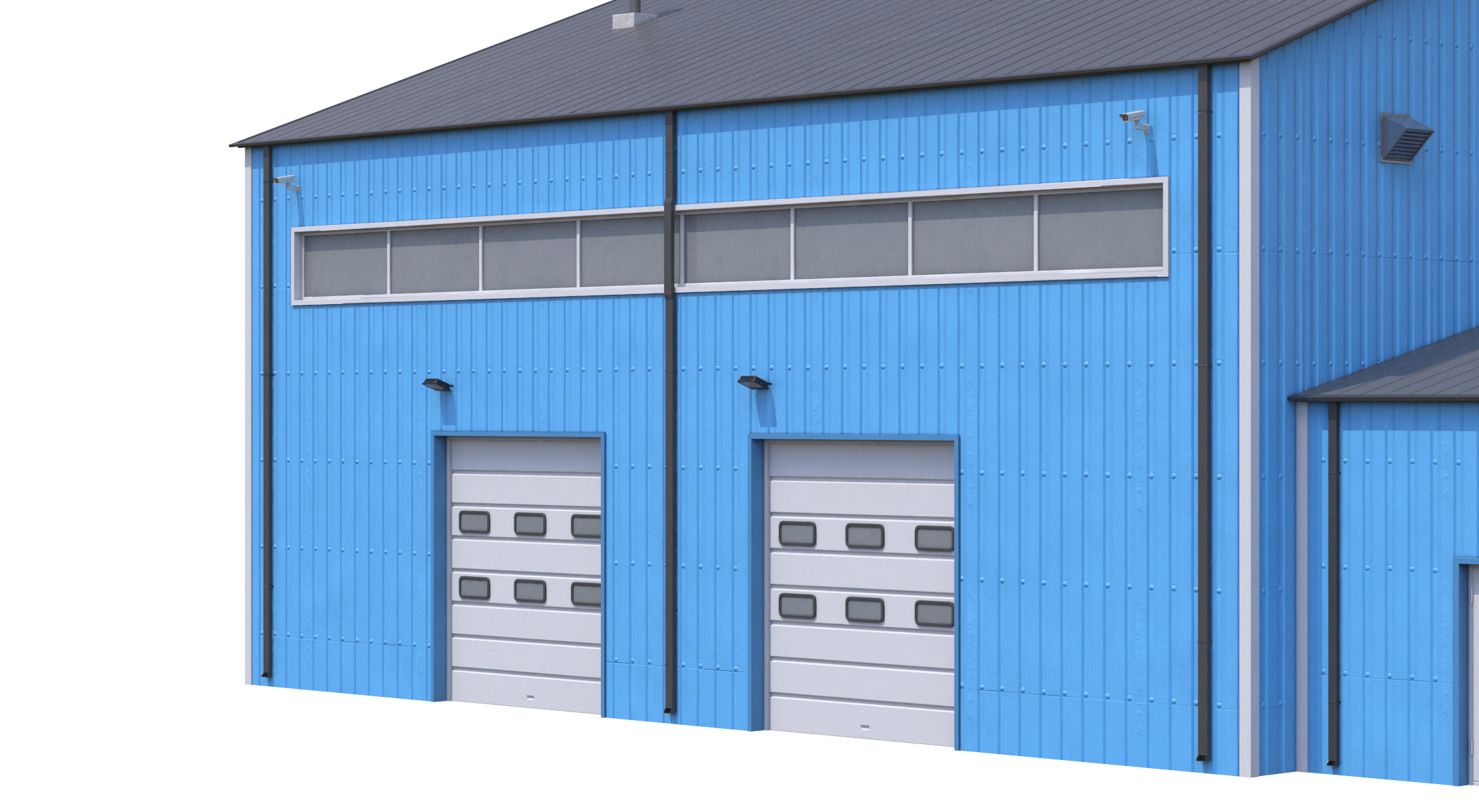 iIndustrial Building 9 Blue Low-poly 3D model_6