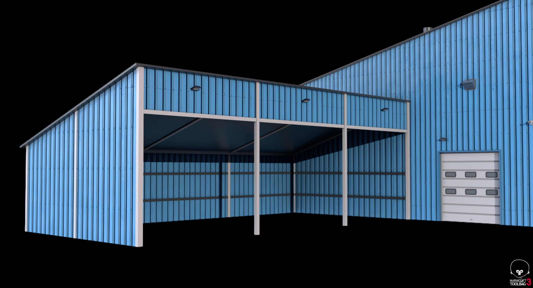 iIndustrial Building 9 Blue Low-poly 3D model_16