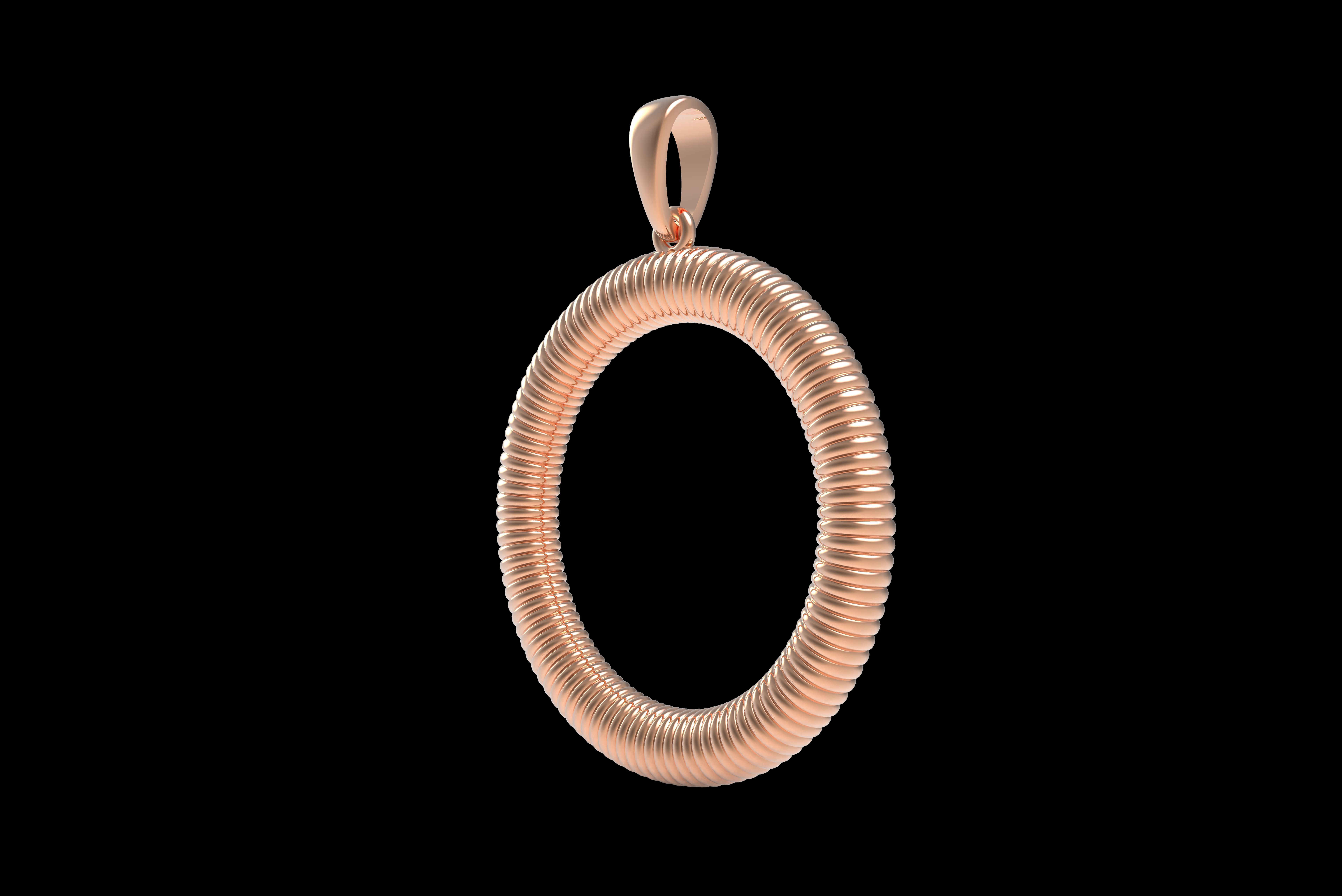 Spiral Initial Letter O Pendant 3D print model_32