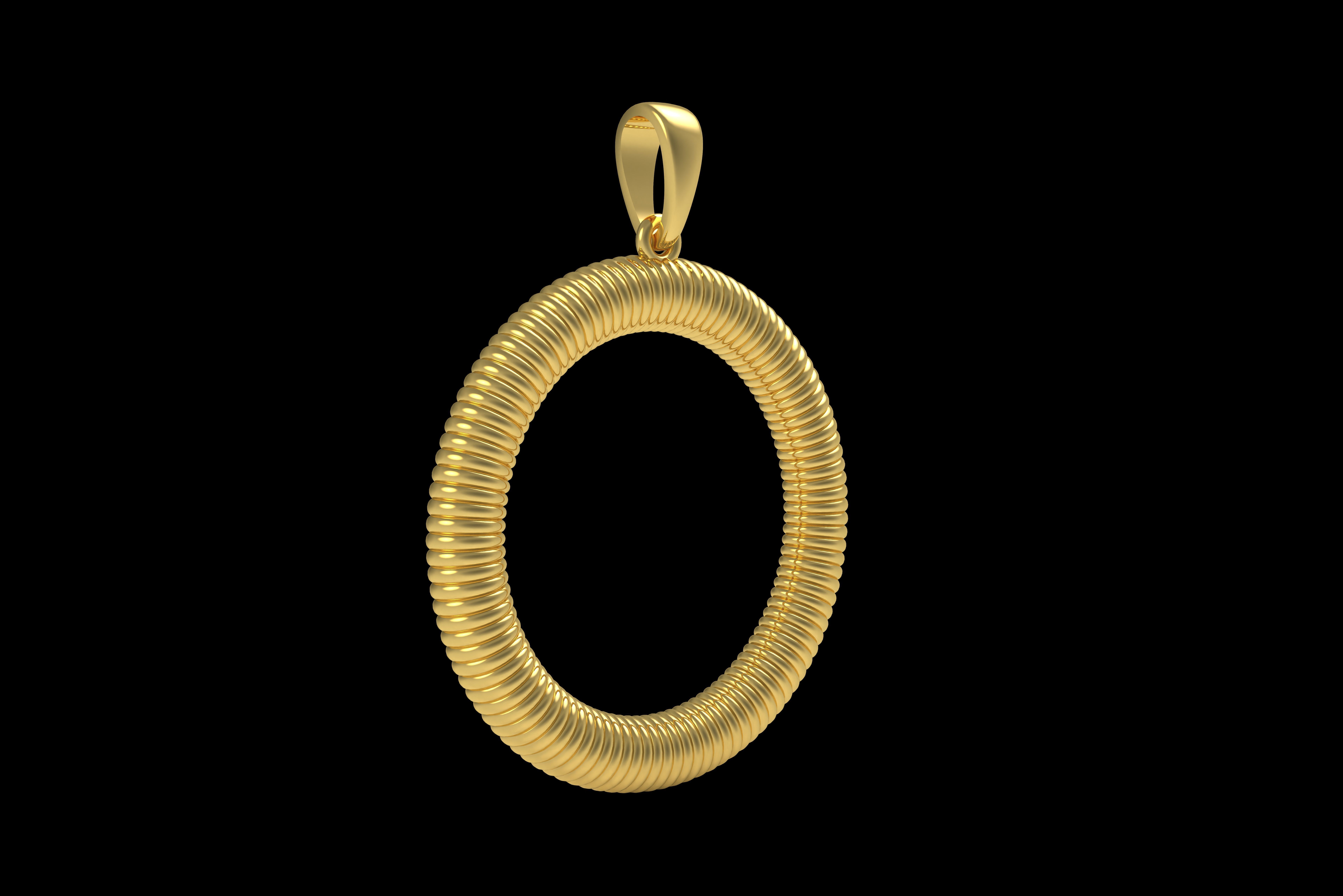 Spiral Initial Letter O Pendant 3D print model_25