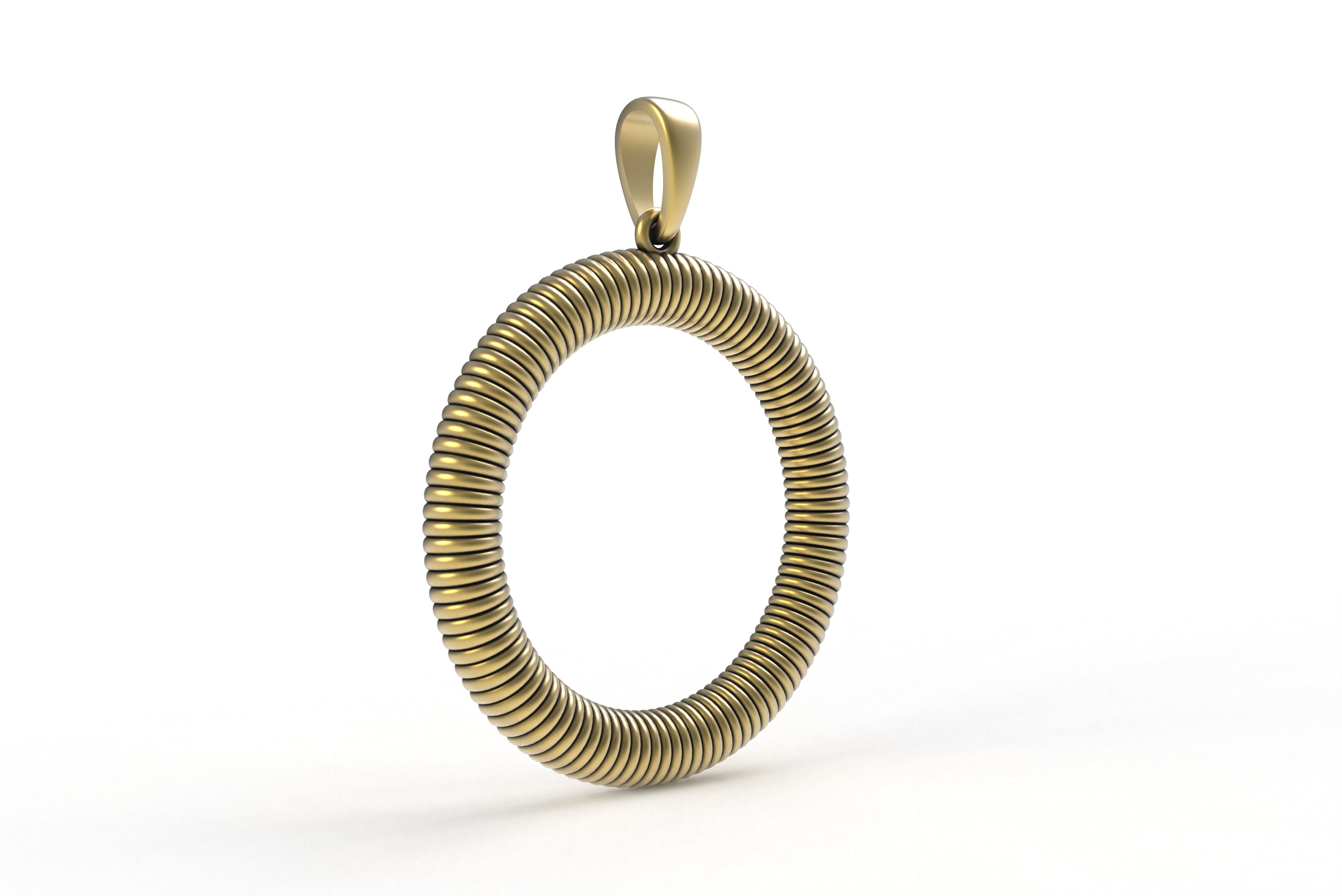Spiral Initial Letter O Pendant 3D print model_17