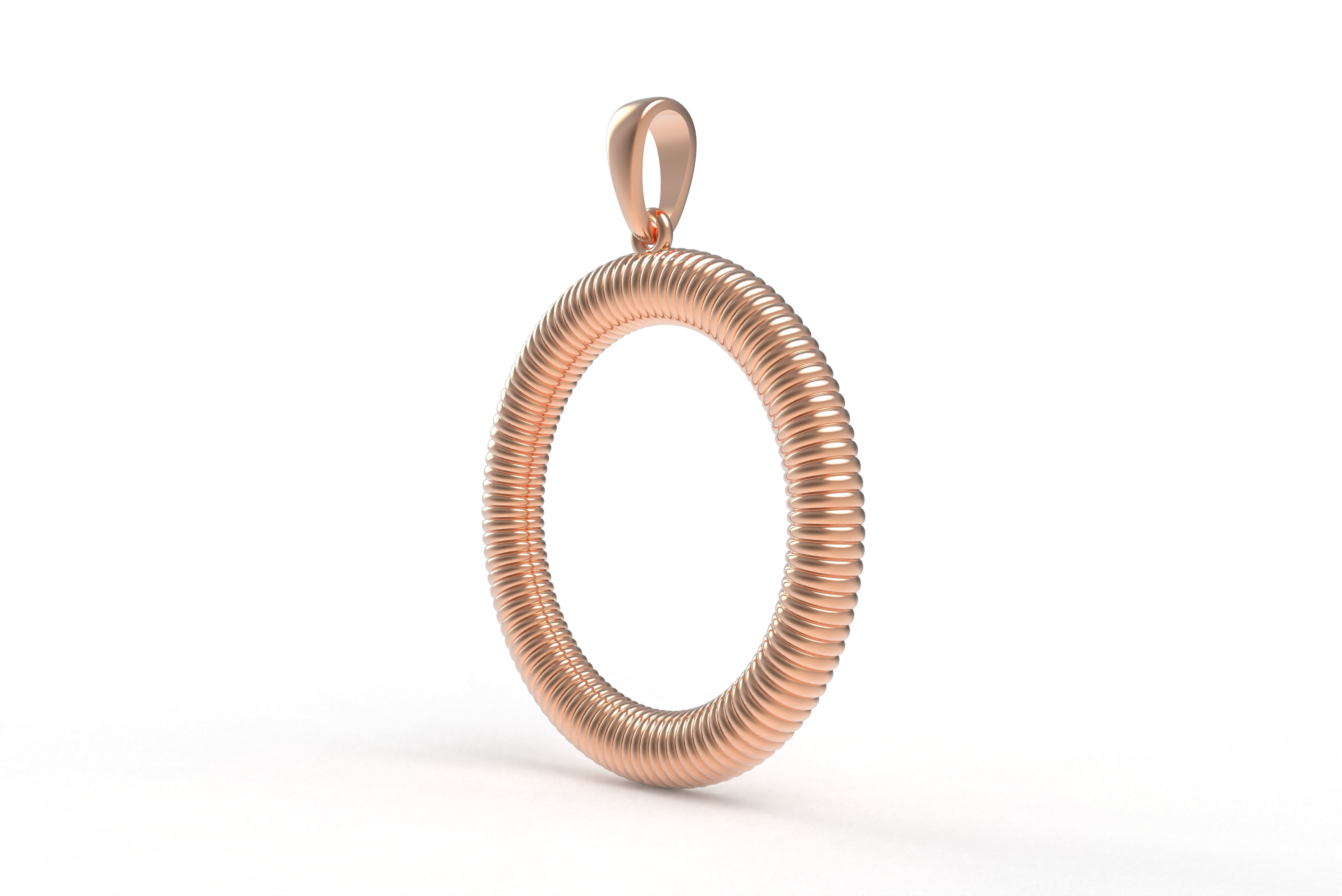Spiral Initial Letter O Pendant 3D print model_12