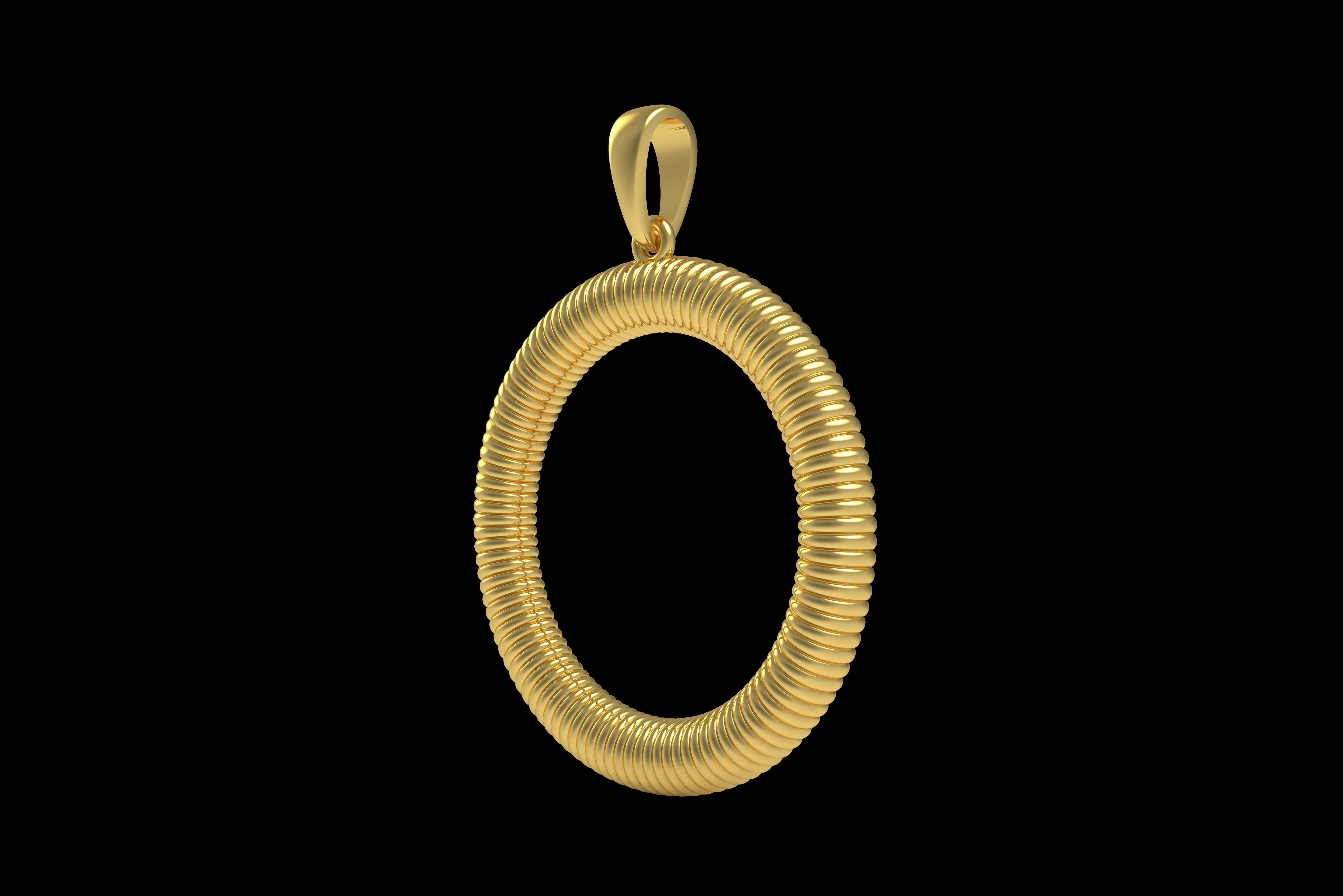Spiral Initial Letter O Pendant 3D print model_24