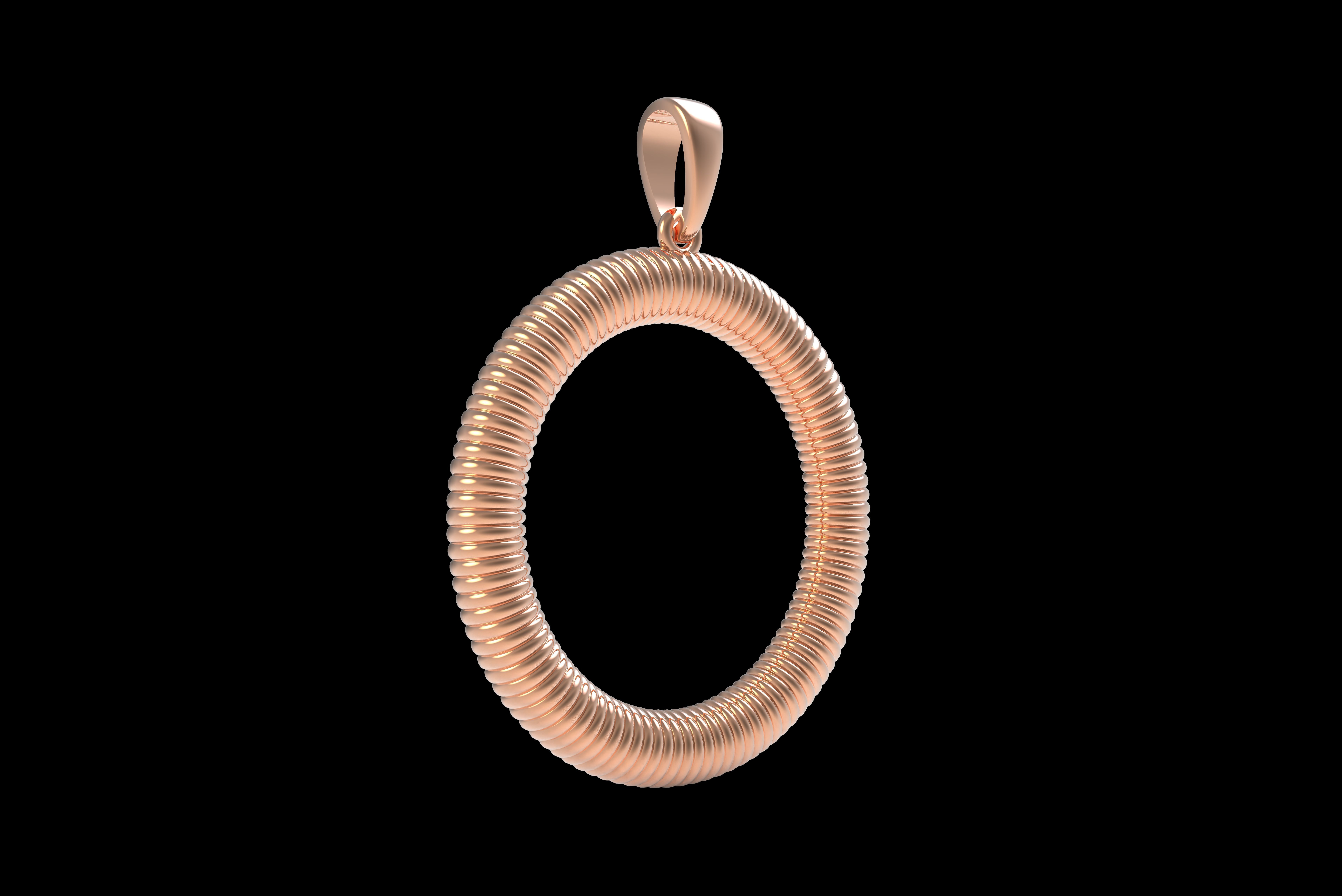 Spiral Initial Letter O Pendant 3D print model_33