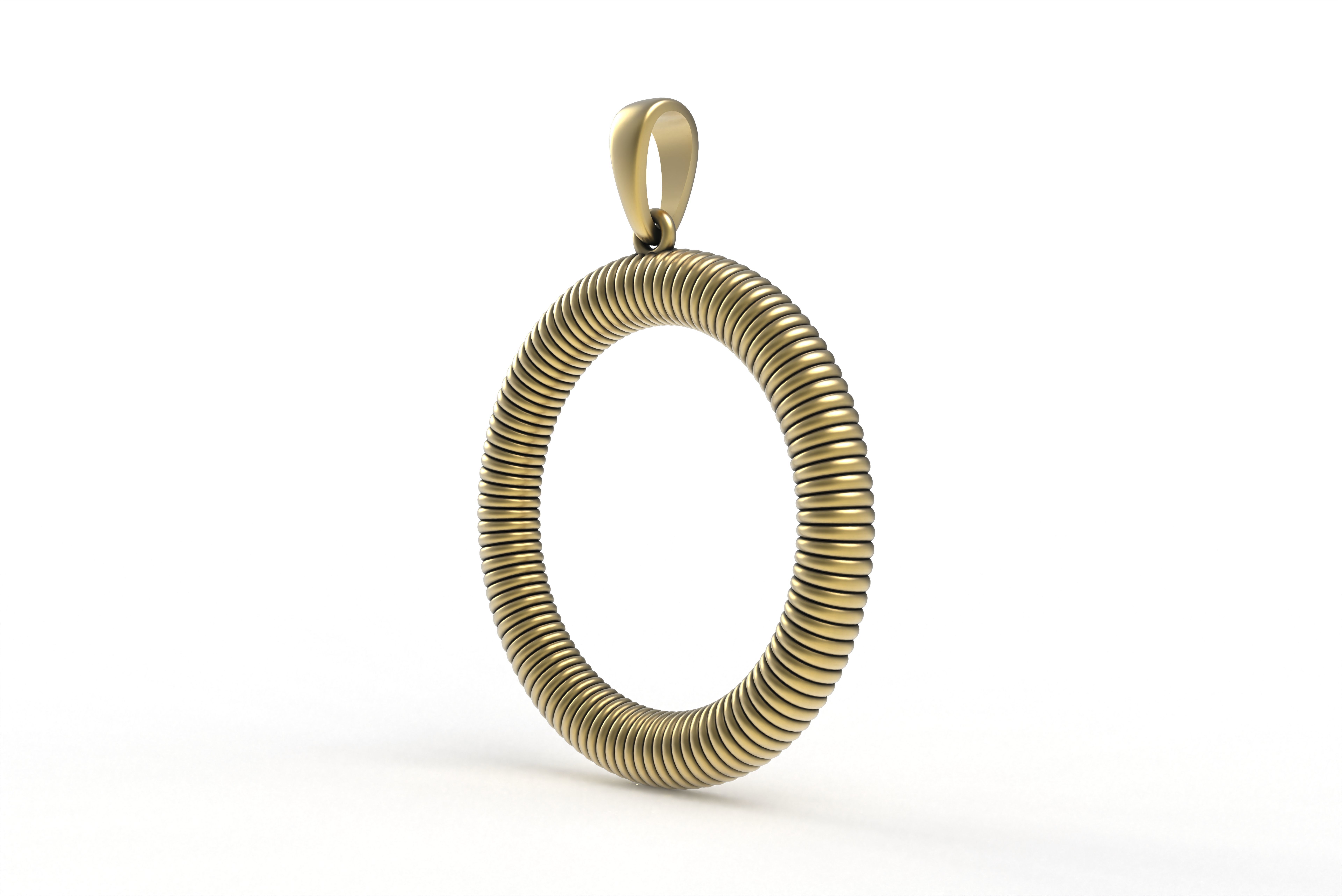 Spiral Initial Letter O Pendant 3D print model_16