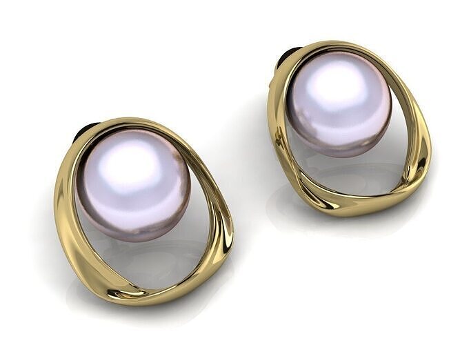 Pearl Earring  Jewelry Gold  3D print model