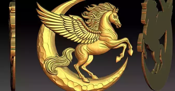 1 winged horse CNC Relief Model