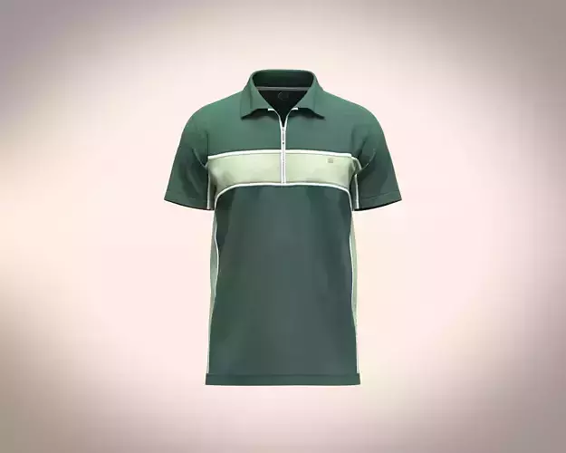 Mens polo shirt with cut and sew color block and detailing