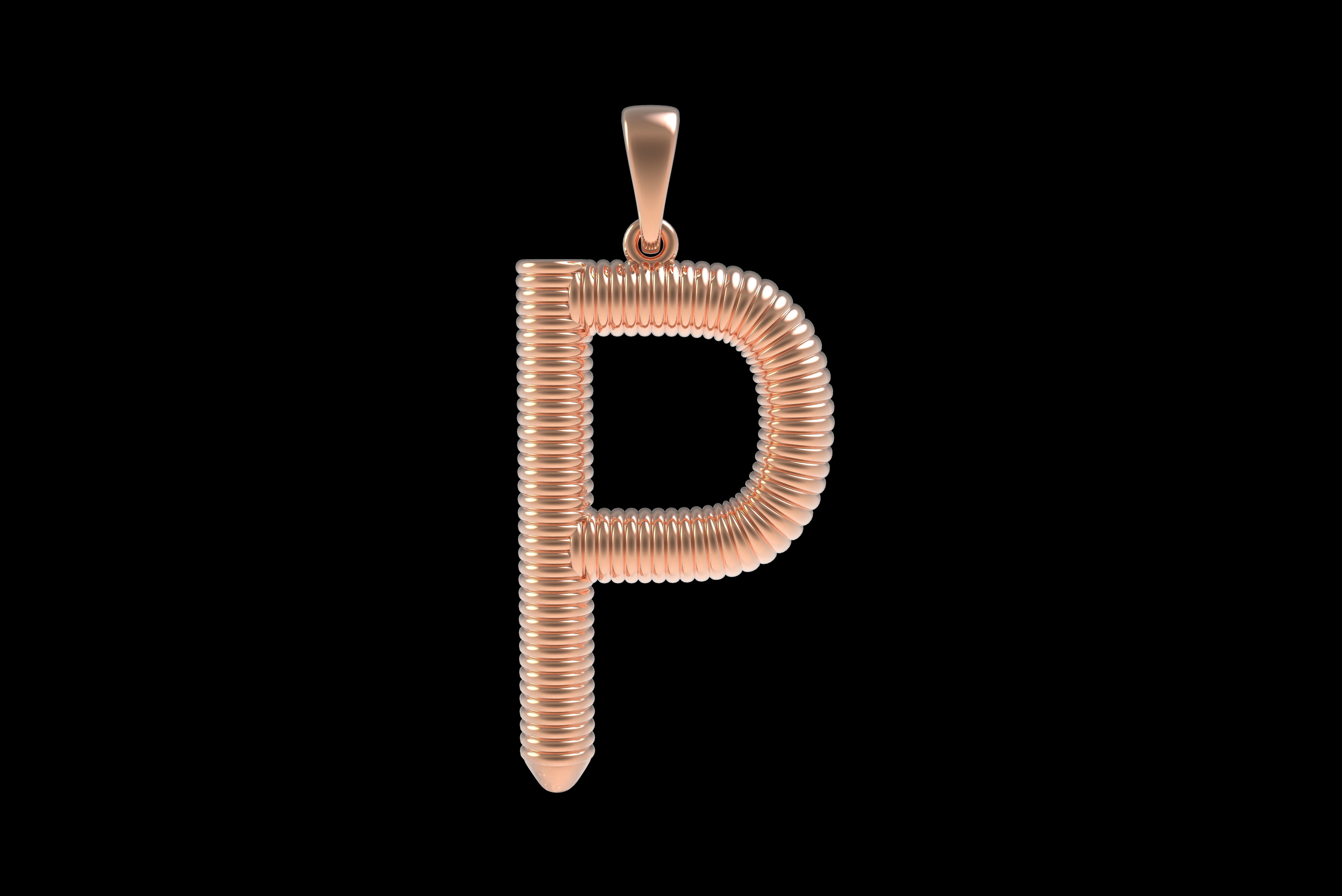 Spiral Initial Letter P Pendant 3D print model_30