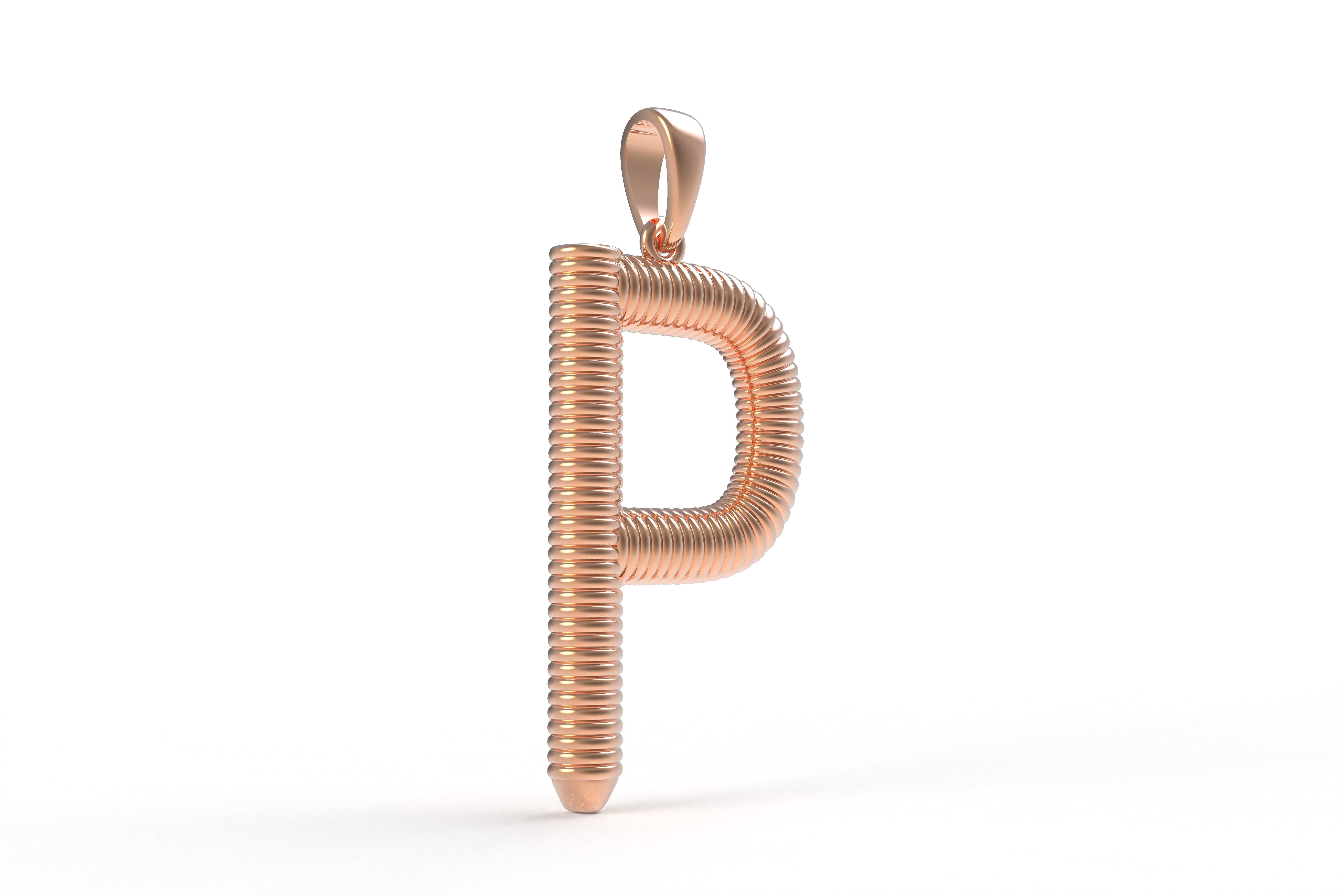 Spiral Initial Letter P Pendant 3D print model_13