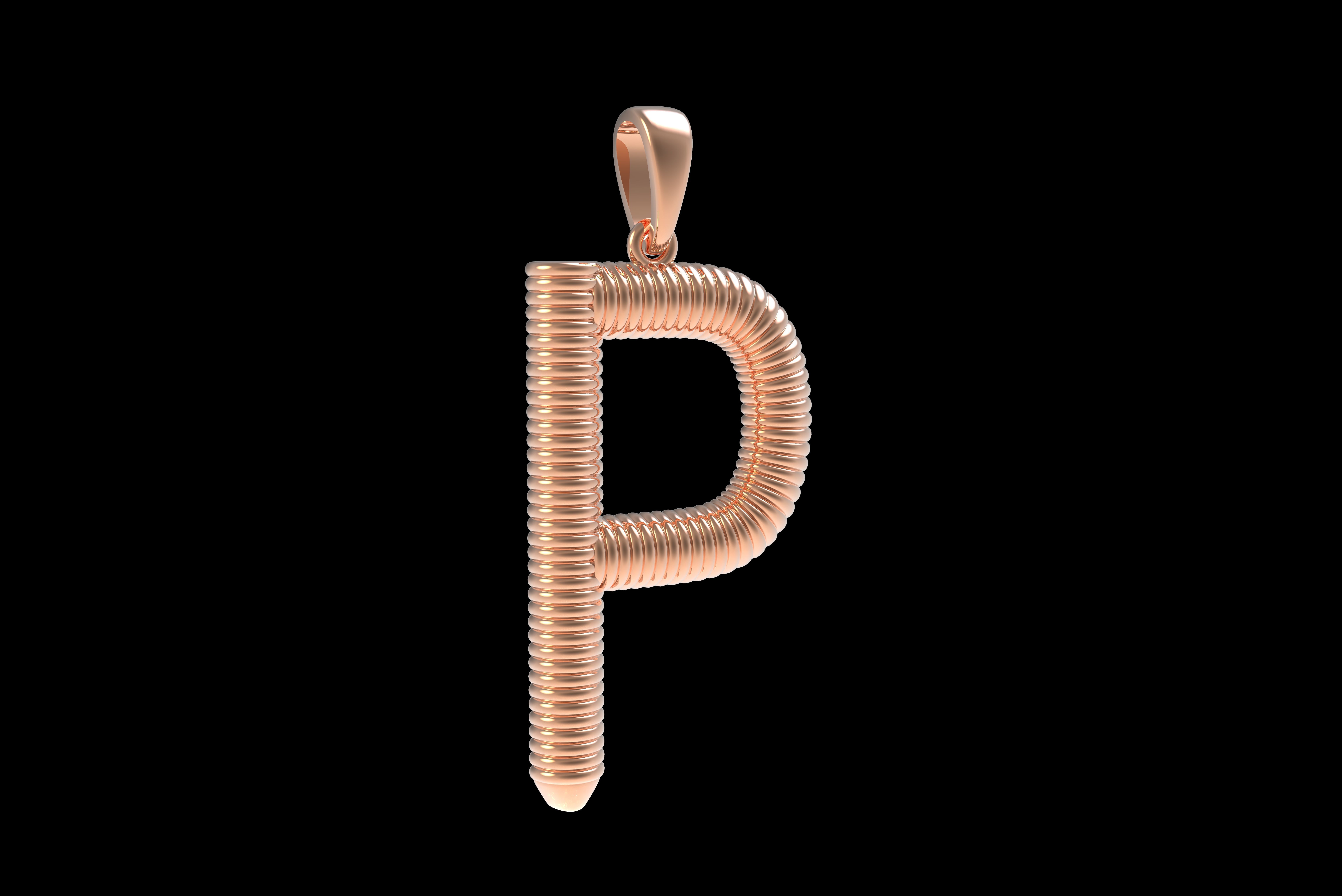 Spiral Initial Letter P Pendant 3D print model_33