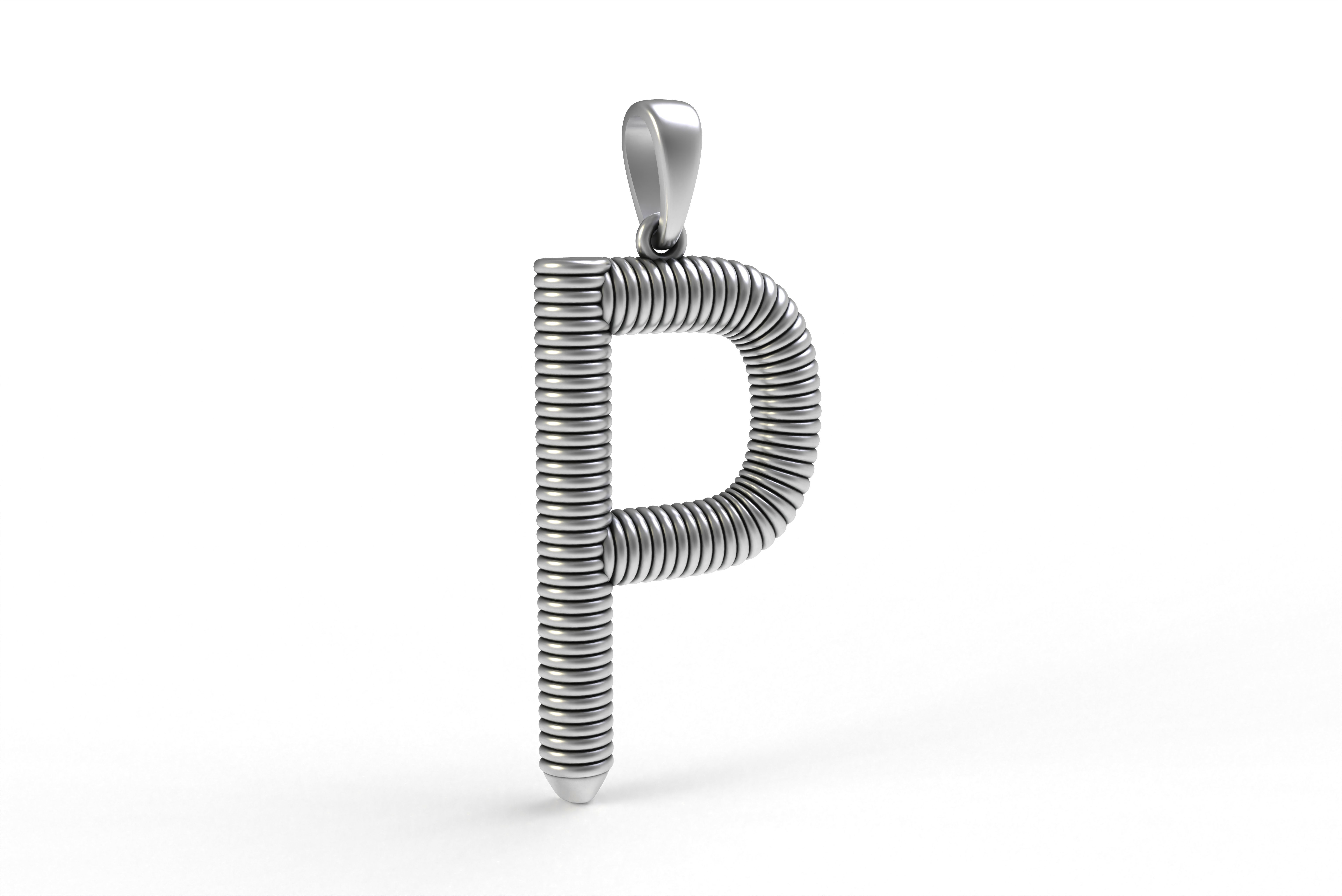 Spiral Initial Letter P Pendant 3D print model_21